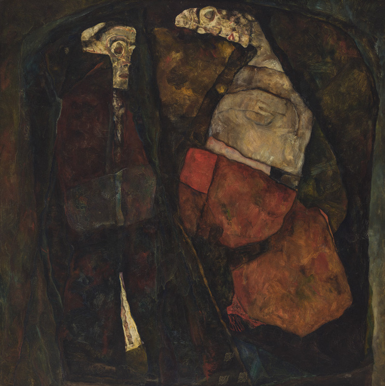 Hamile Kadın ve Ölüm (Anne ve Ölüm) by Egon Schiele - 1911 - 100 x 100 cm 