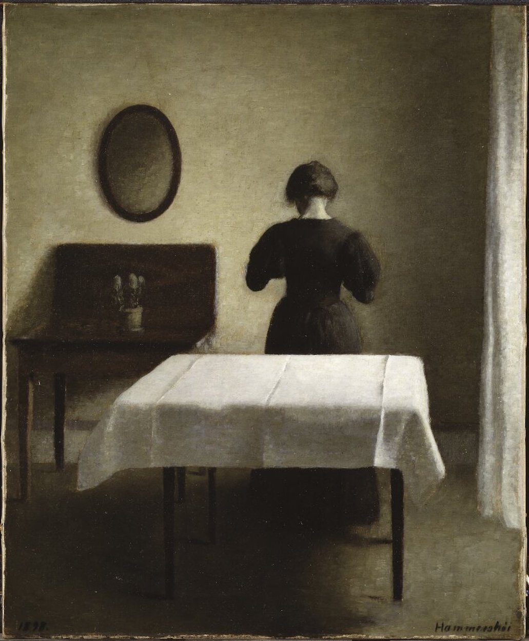 室内 by Vilhelm Hammershøi - 1898年 - 51.5 x 46 cm 