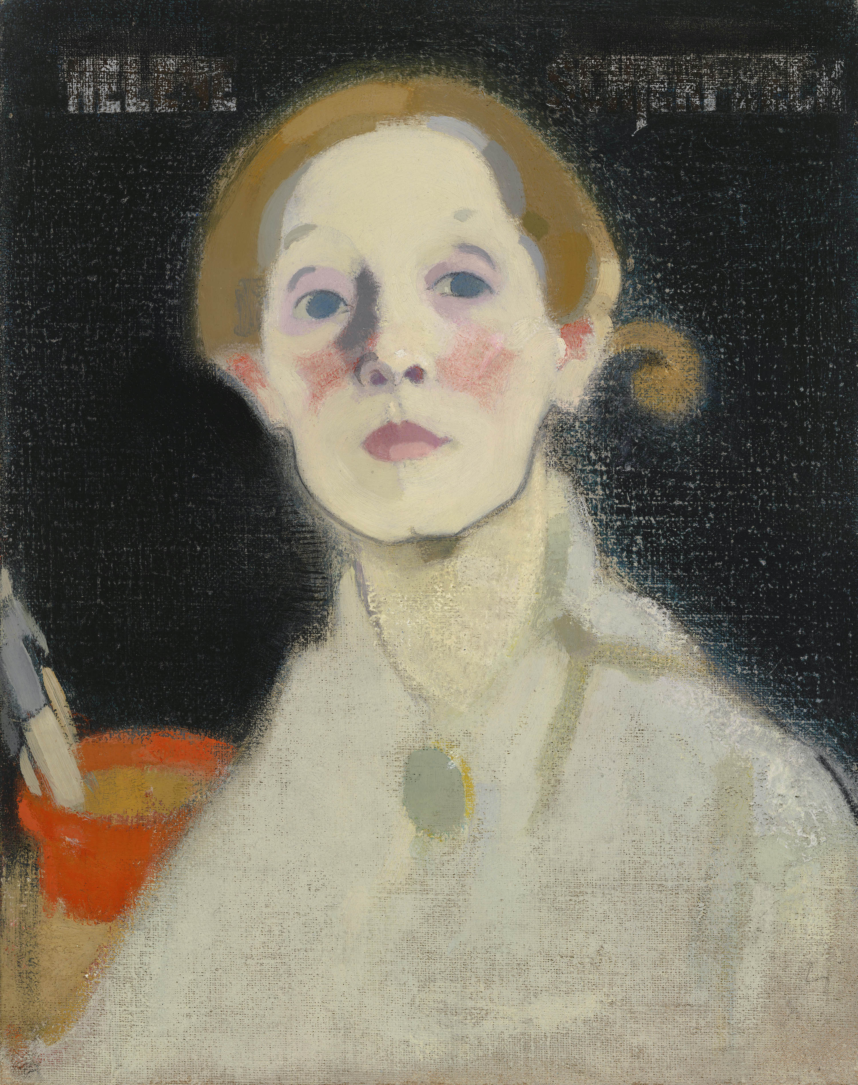 Autoportret, czarne tło by Helene Schjerfbeck - 1915 - 45,5 x 36 cm 