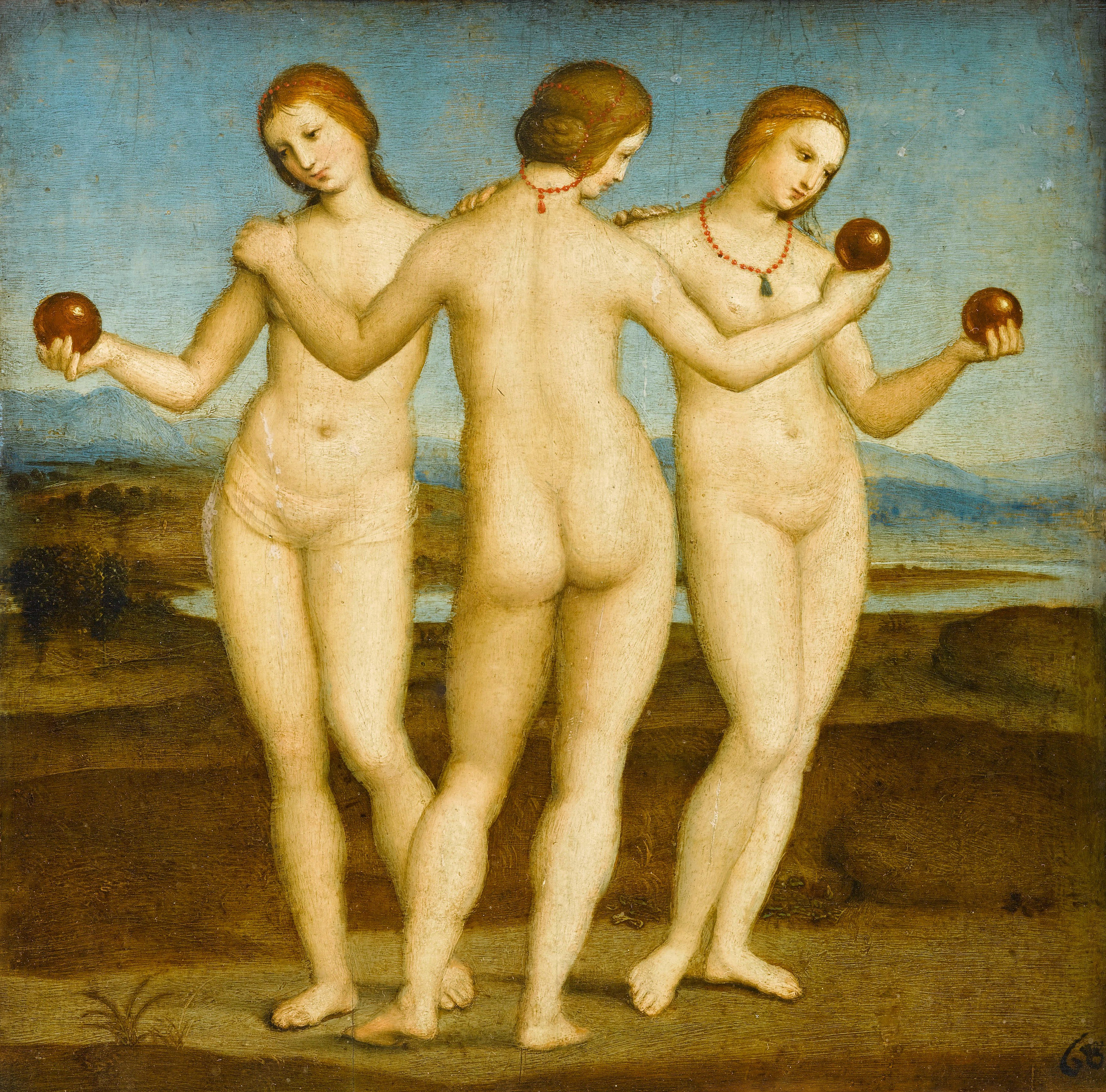 De drie gratiën by Raphael Santi - 1504–1505 - 17,1 × 17,1 cm 