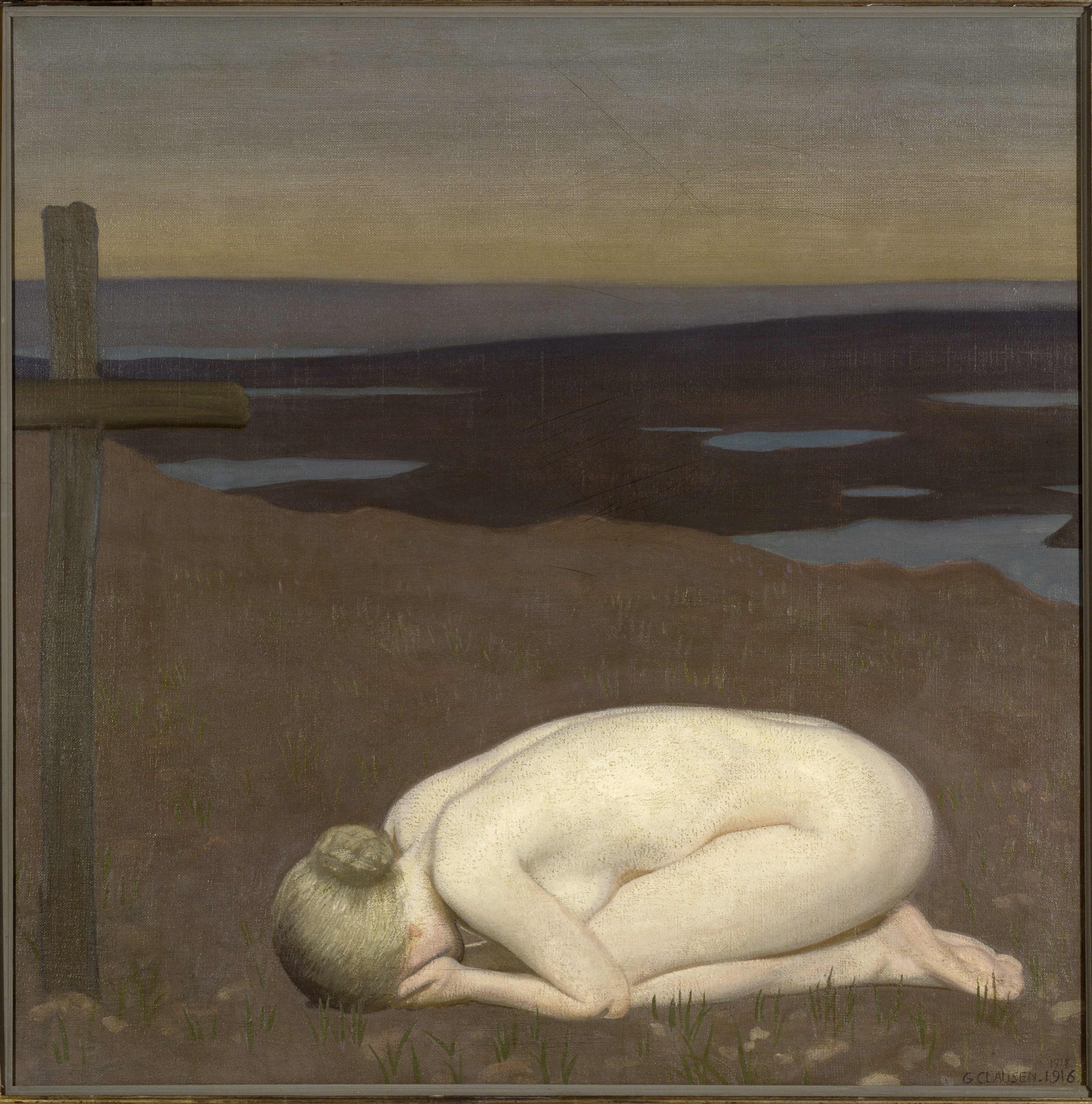 शोक करता युवाकाल by George Clausen - 1916 - 91.4 x 91.4 cm 