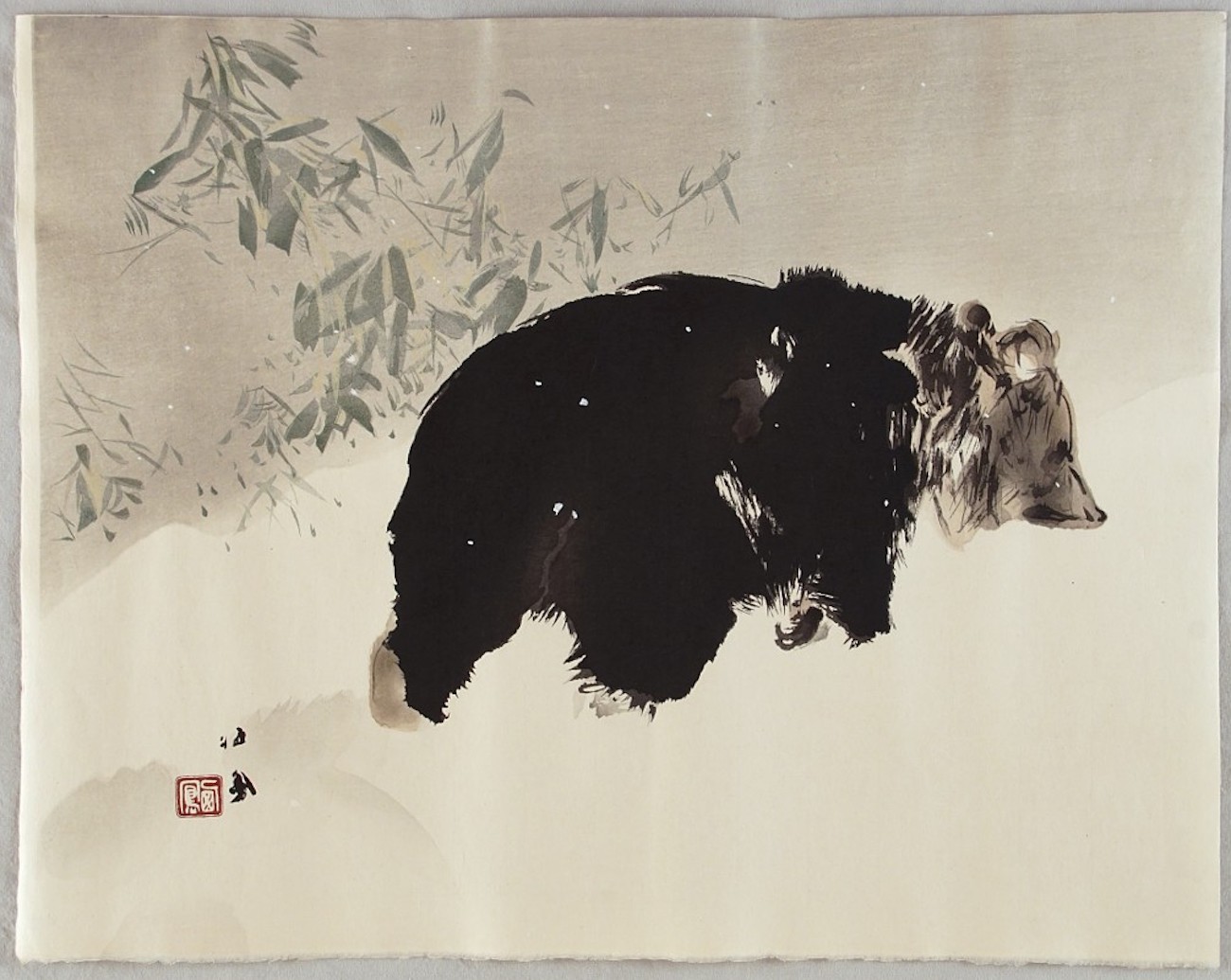 Bear In Snow by Takeuchi Seihō - 1940 - 39.7 x 50.5 cm National Museum of Asian Art