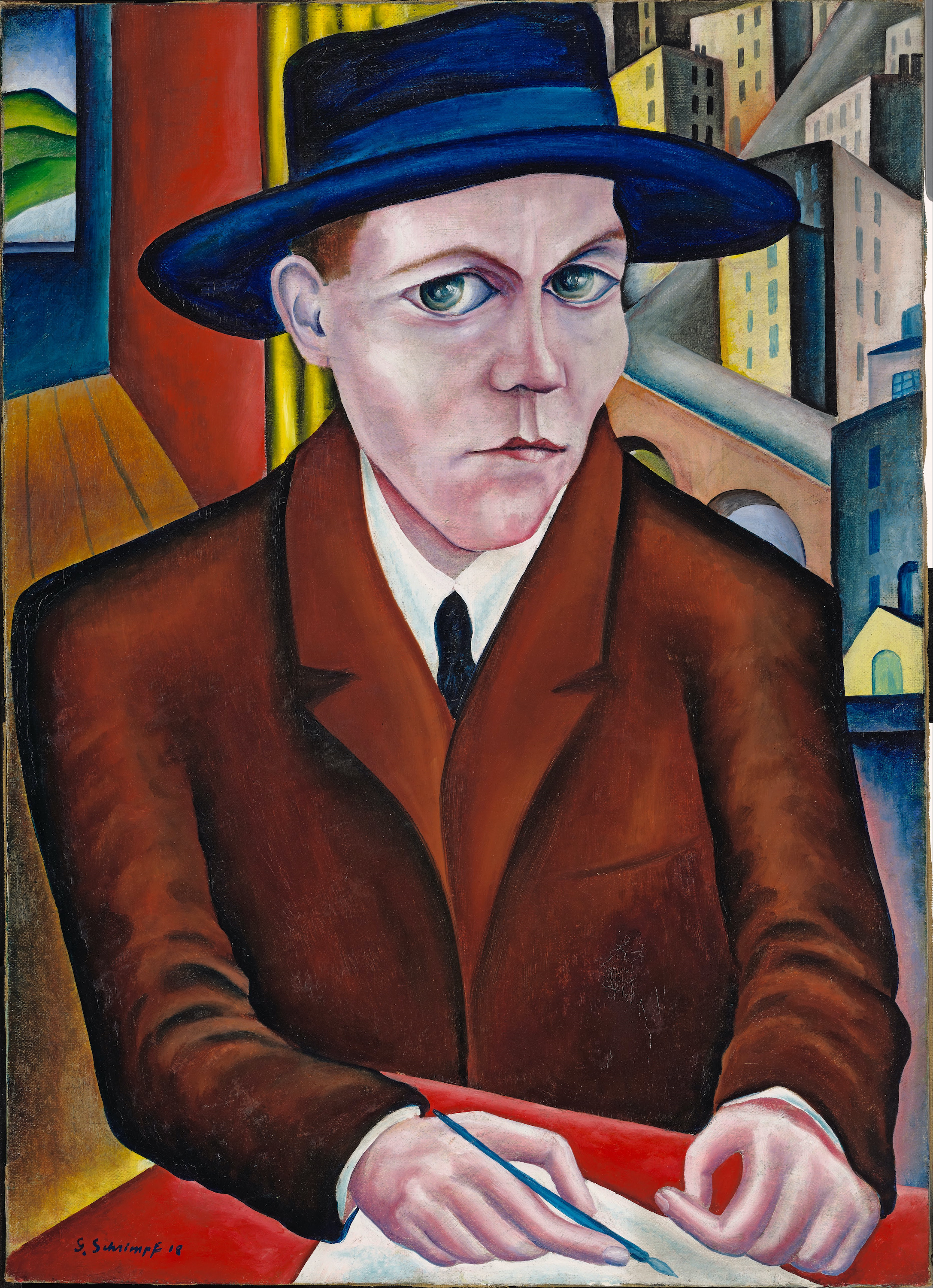 Portrait de Oskar Maria Graf by Georg Schrimpf - 1918 - 65 cm x 47 cm 
