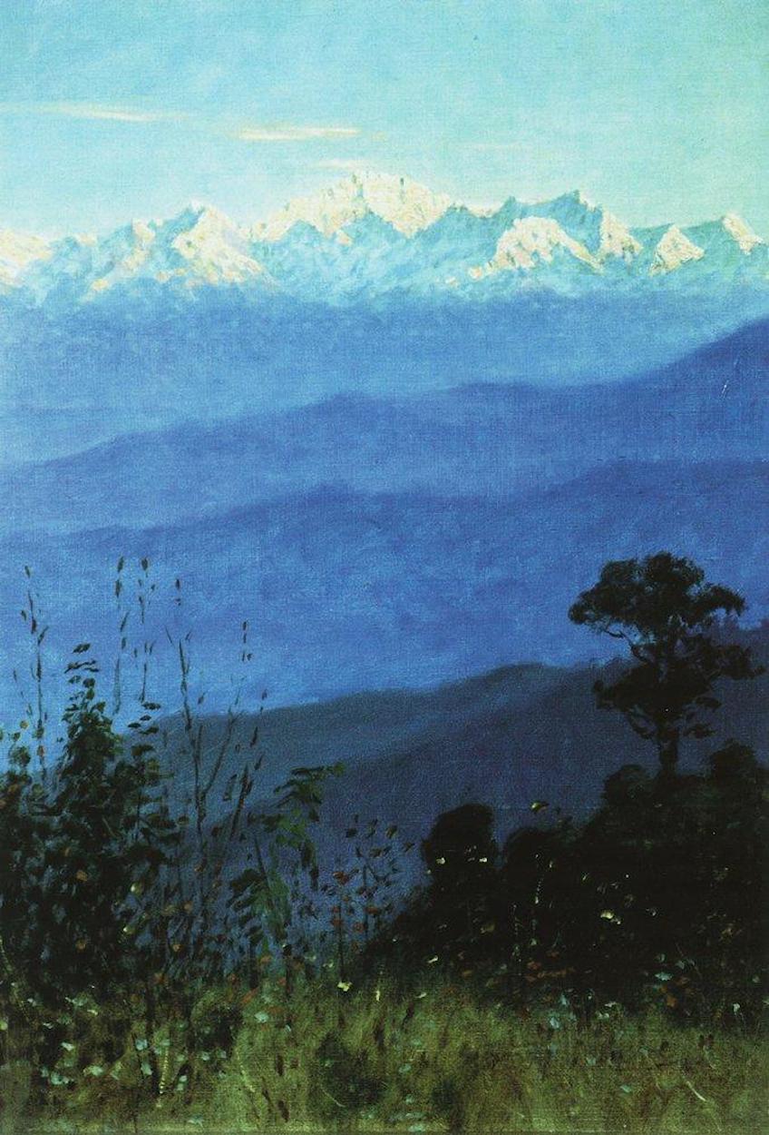 Himalaya in de avond  by Vasily Vereshchagin - 1875 - 39 × 28 cm 