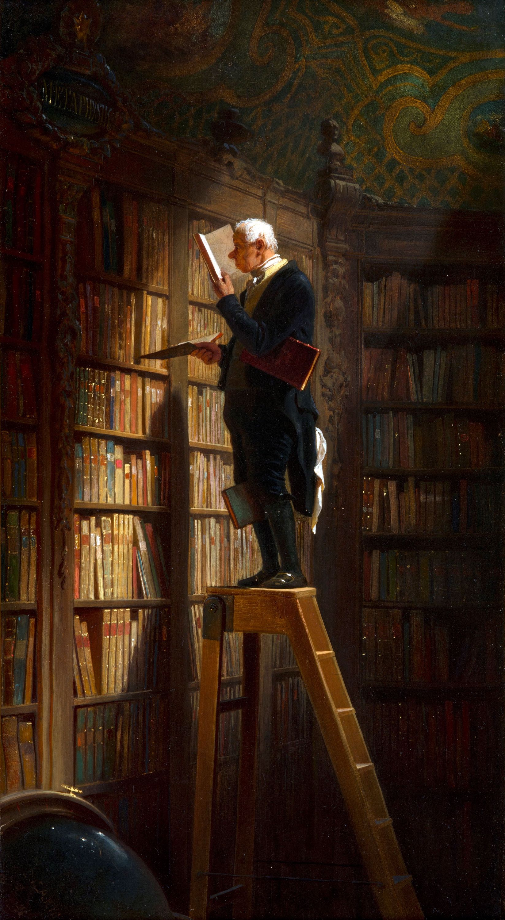 本の虫 by Carl Spitzweg - 1850年頃 - 49.5 x 26.8 cm 
