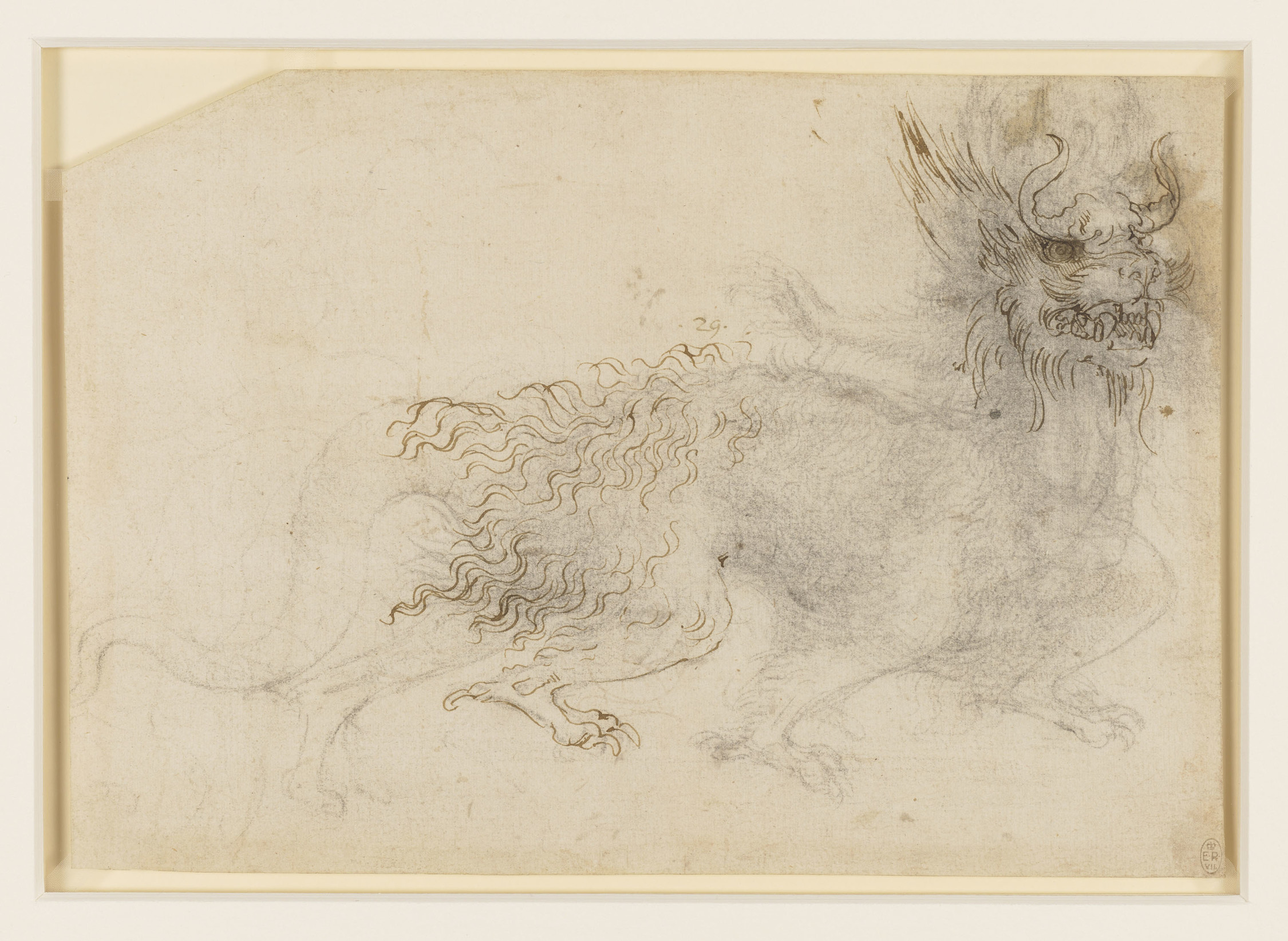 Um design para uma fantasia de dragão by Leonardo da Vinci - c.1517-18 - 18.8 x 27.0 cm 