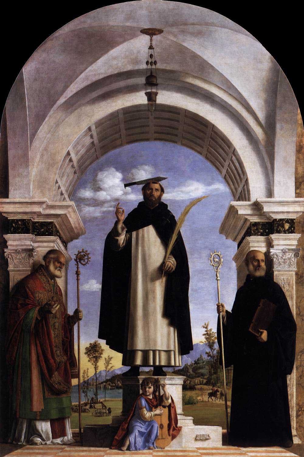 پطرسِ شهید در کنار نیکُلاس و بِنِدیکتِ قدیس by Cima da Conegliano - ۱۵۰۵-۱۵۰۶ - 330 × 216 