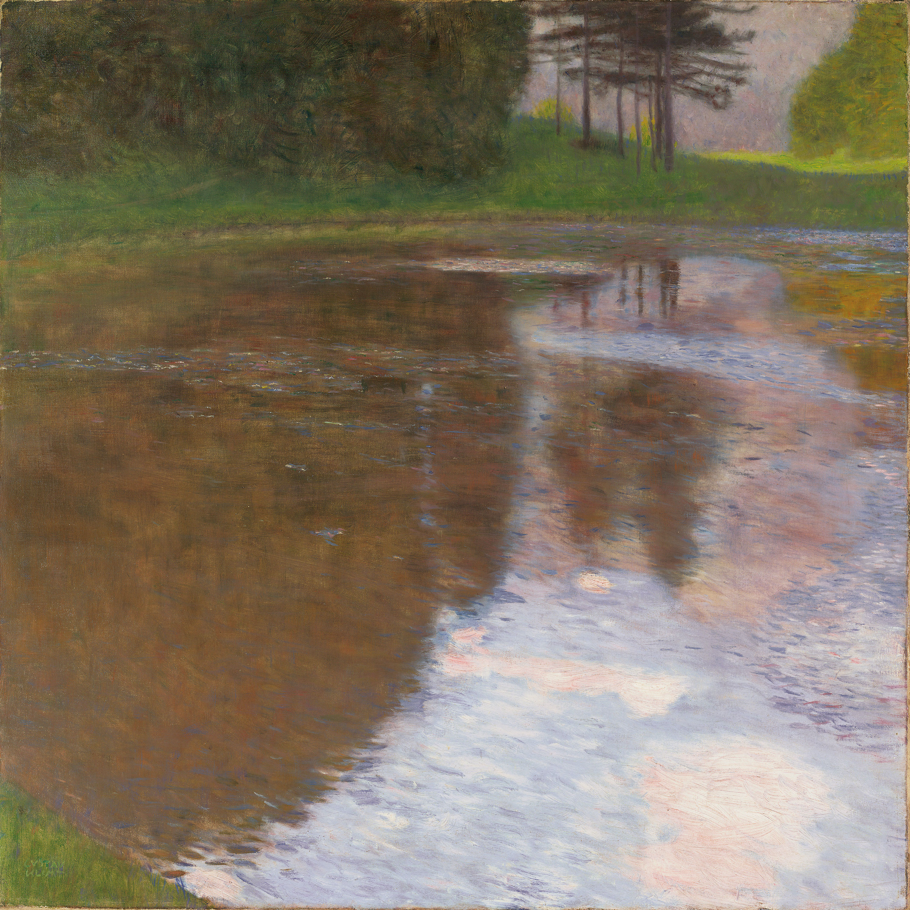 एक सुबह तालाब के किनारे by गुस्ताव क्लिम्ट - 1899 - 75.1 x 75.1 cm 