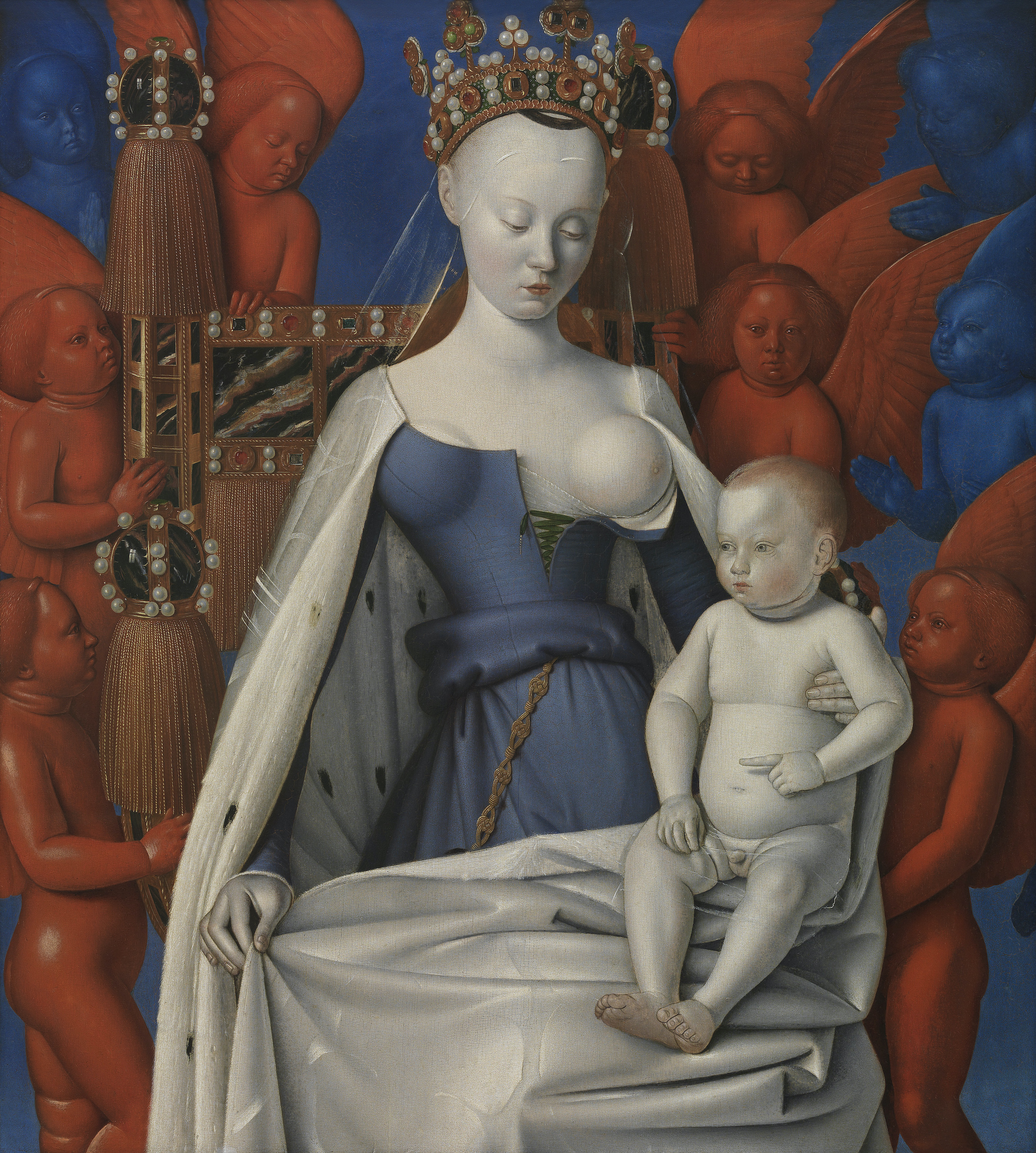 세라핌과 체루빔에 둘러싸인 성모마리아 by Jean Fouquet - 1454 - 1456 - 94 x 85 cm 