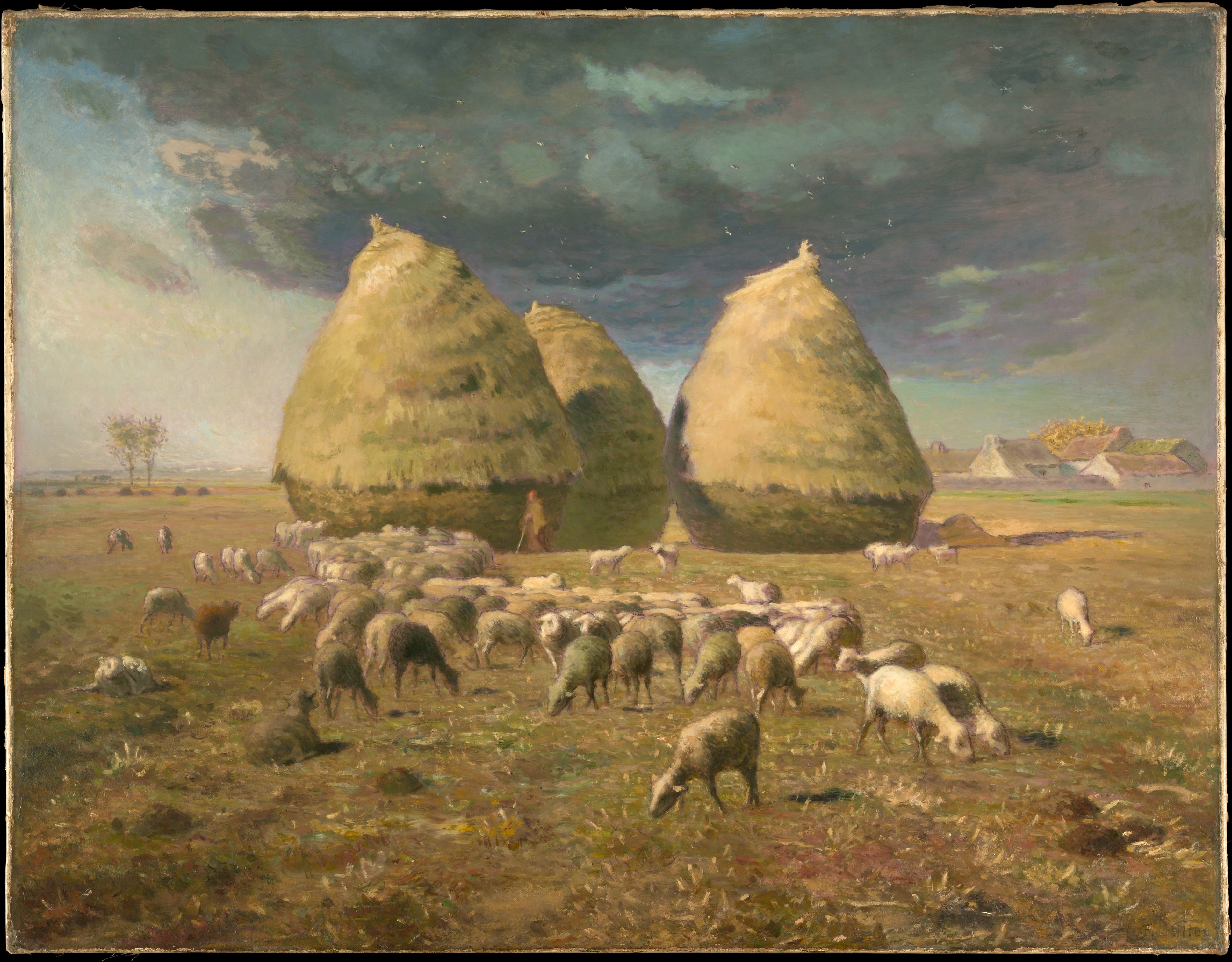 干草堆：秋天 by 让 - 弗朗索瓦 · 米勒 - 约1874年 - 85.1 x 110.2 厘米 