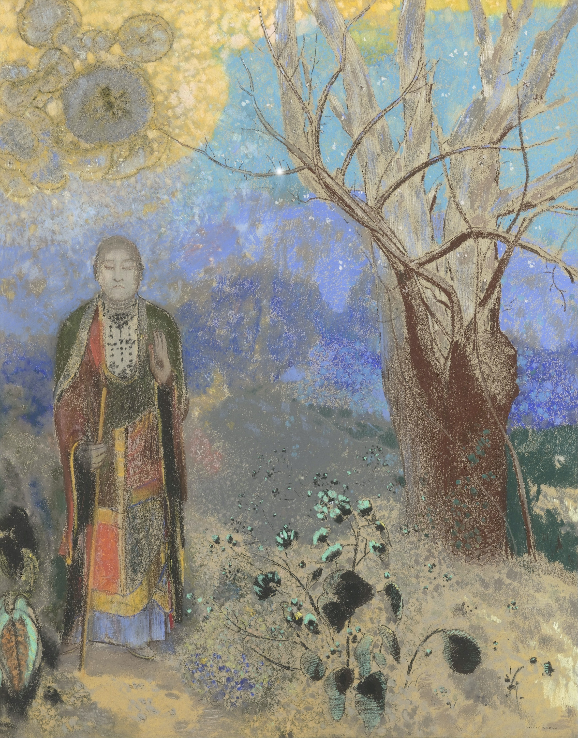 البوذا by Odilon Redon - ١٩٠٧   - ٧٣ سمx ٩٠  
