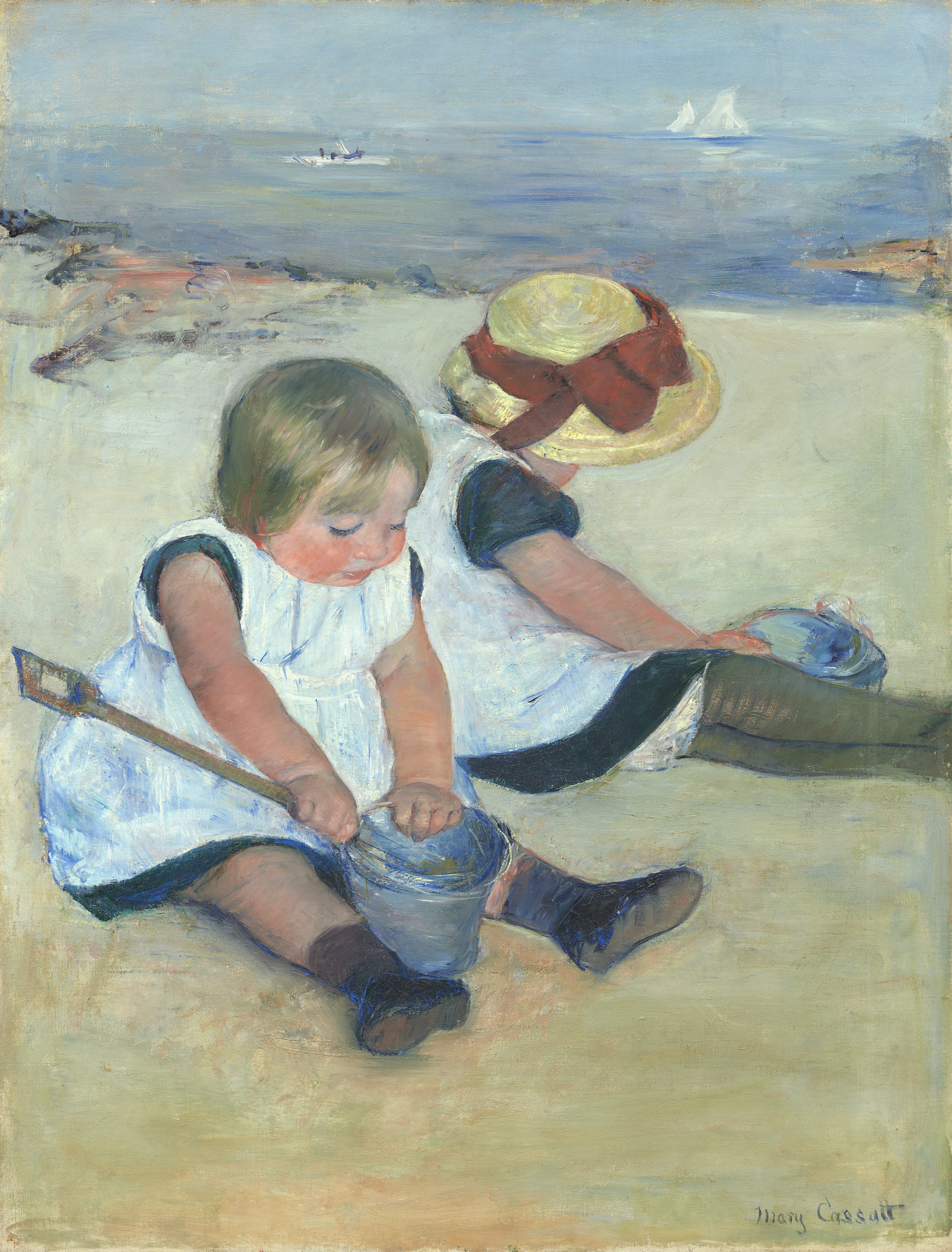在海灘上玩耍的孩子們 by Mary Cassatt - 1884 年 - 97.4 x 74.2 公分 