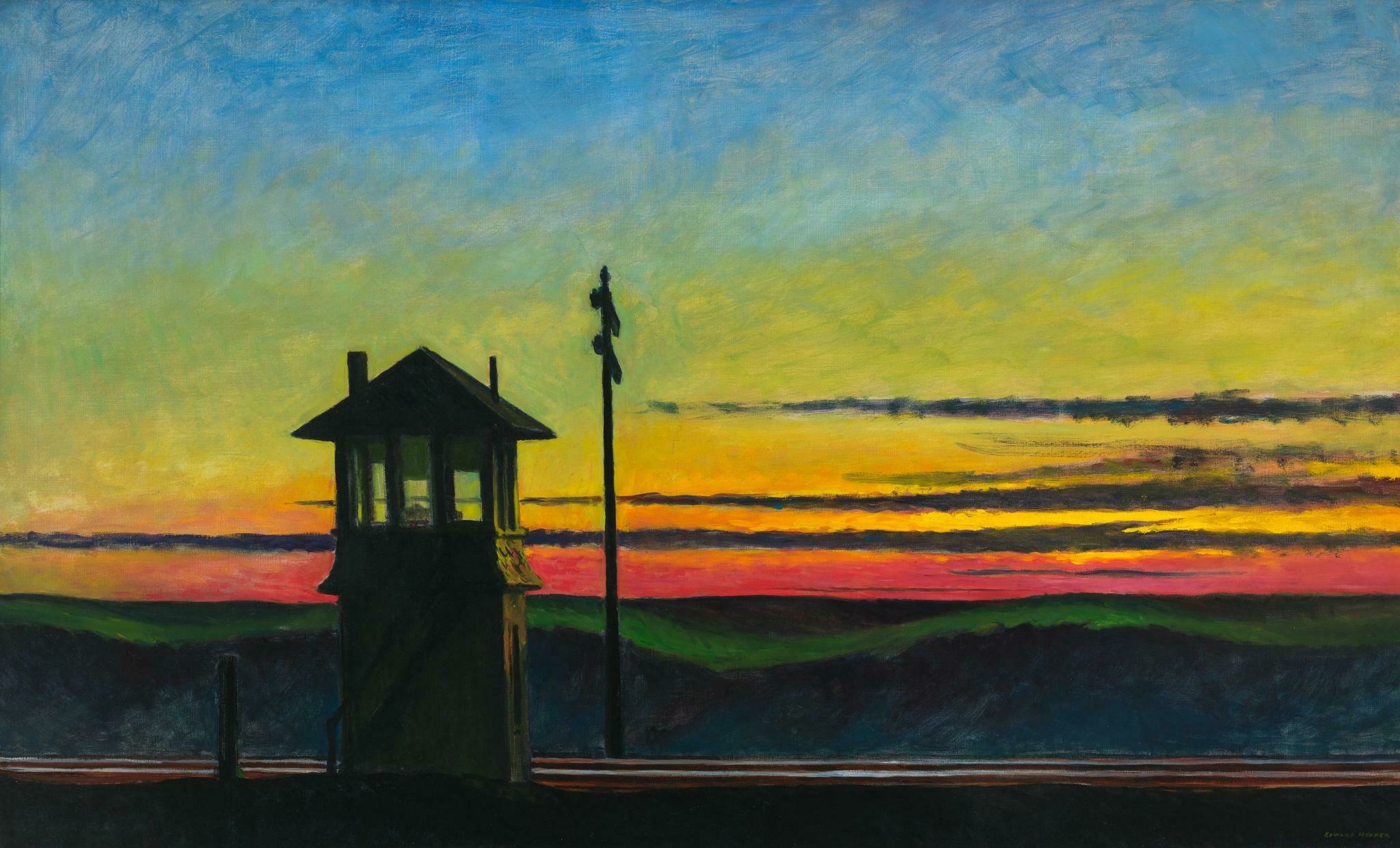 Puesta de sol en el ferrocarril by Edward Hopper - 1929 - 74,5 x 122,2 cm Museo Whitney de Arte Estadounidense