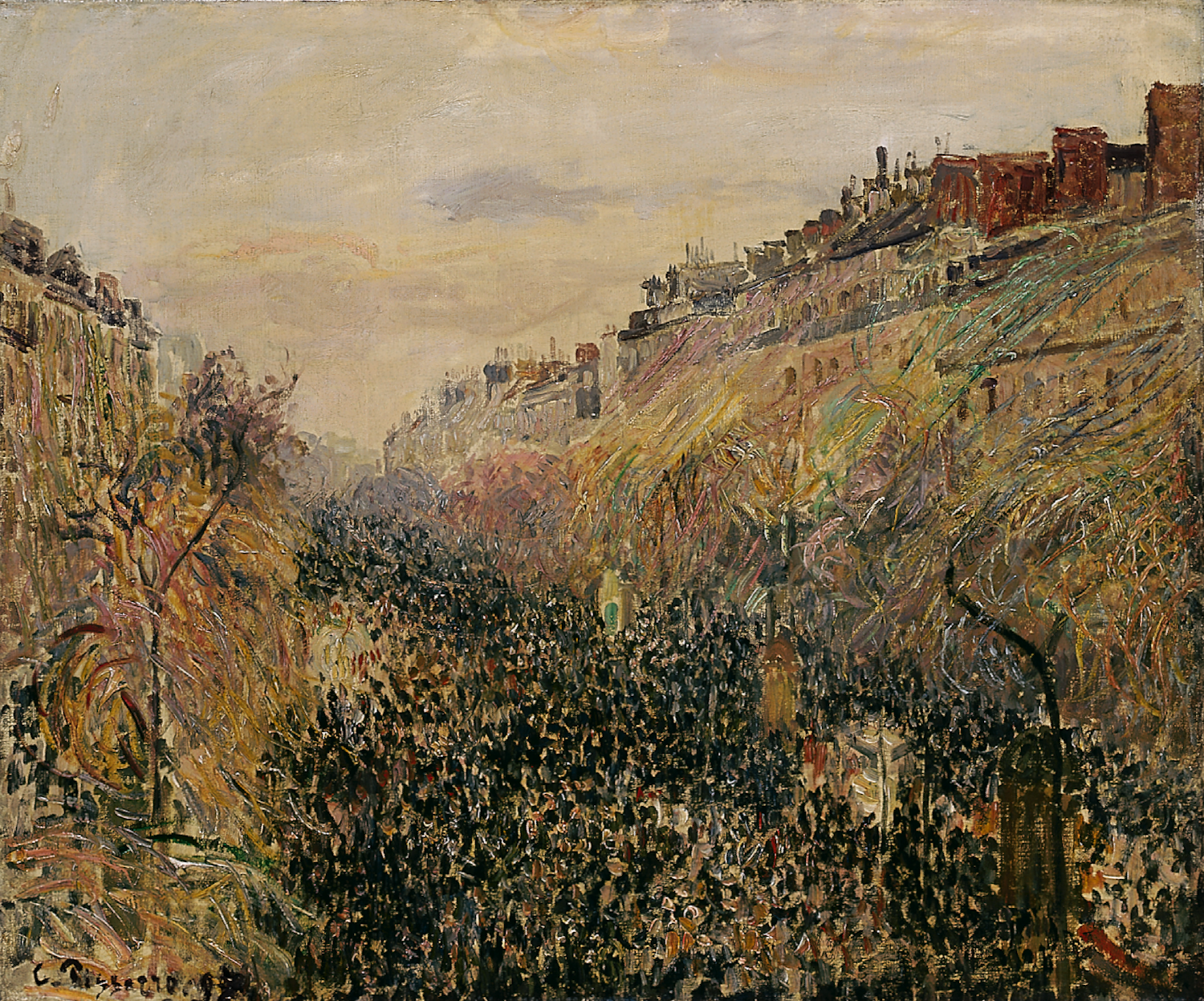Le Boulevard Montmartre, Mardi Gras, Zachód słońca by Camille Pissarro - 1897 