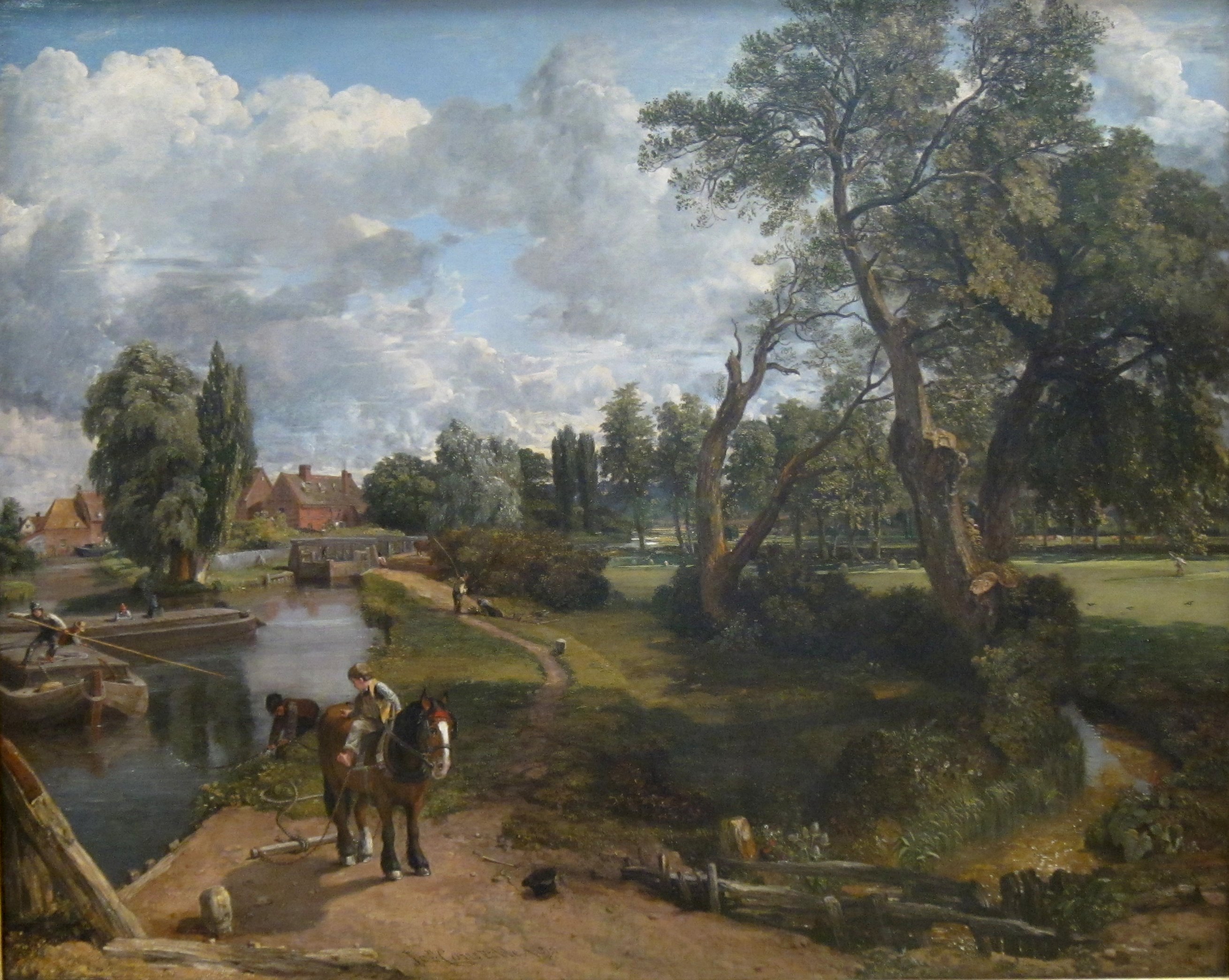 طاحونة فلاتفورد (مشهد لنهر صالح للملاحة) by John Constable - 1816-17 - 101.6 x 127 سم 