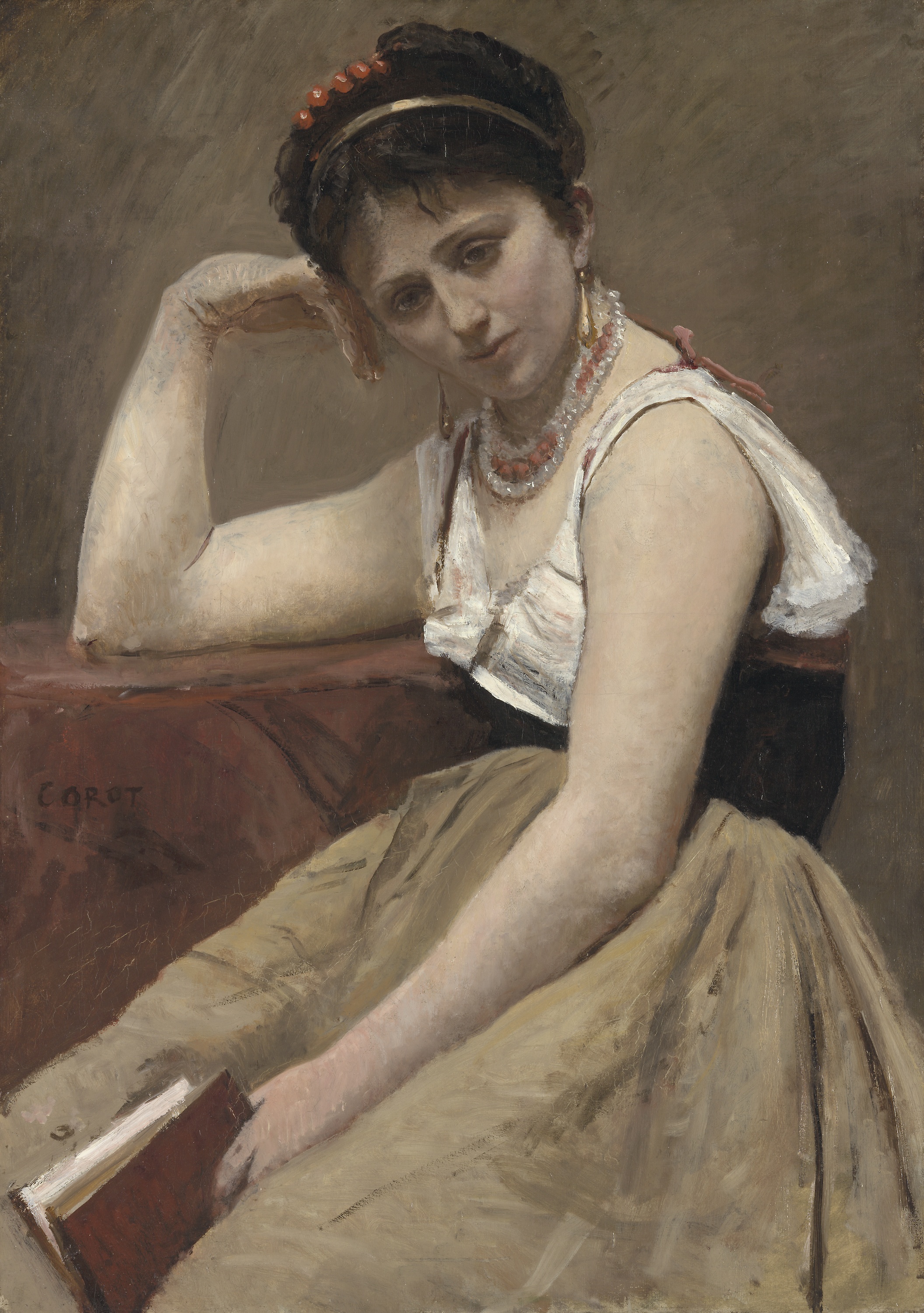 Прерванное чтение by Jean-Baptiste-Camille Corot - ок. 1870 - 1865–1875 