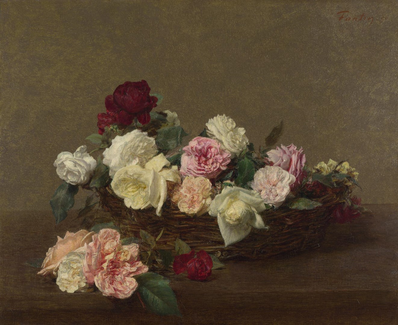 A Basket of Roses by Henri Fantin-Latour - 1890 - 48.9 x 60.3 cm National Gallery