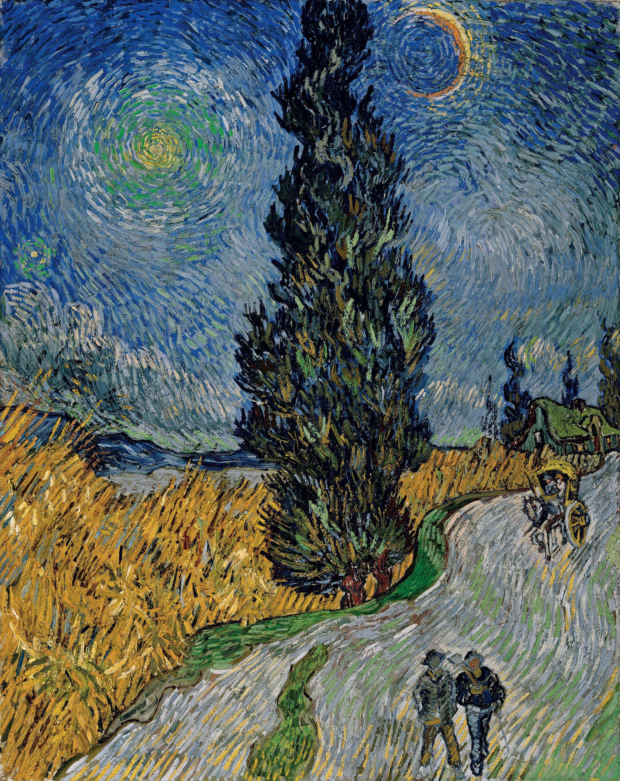 Landweg in de Provence bij Nacht by Vincent Van Gogh - c. 12 - 15 Mei 1890 - 90,6 x 72 cm Kröller-Müller Museum