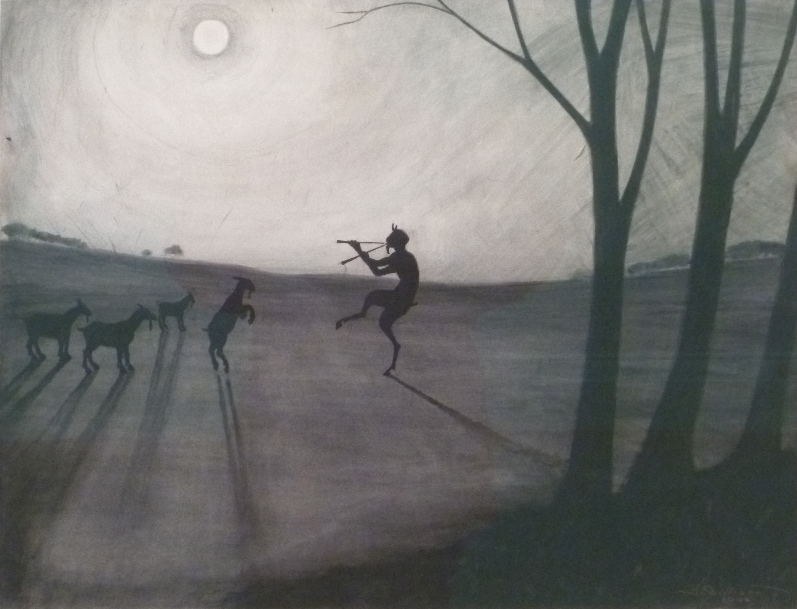羊人在月光下 by 莱昂 · 史皮利亚 - 1900 - 49 x 63 cm 