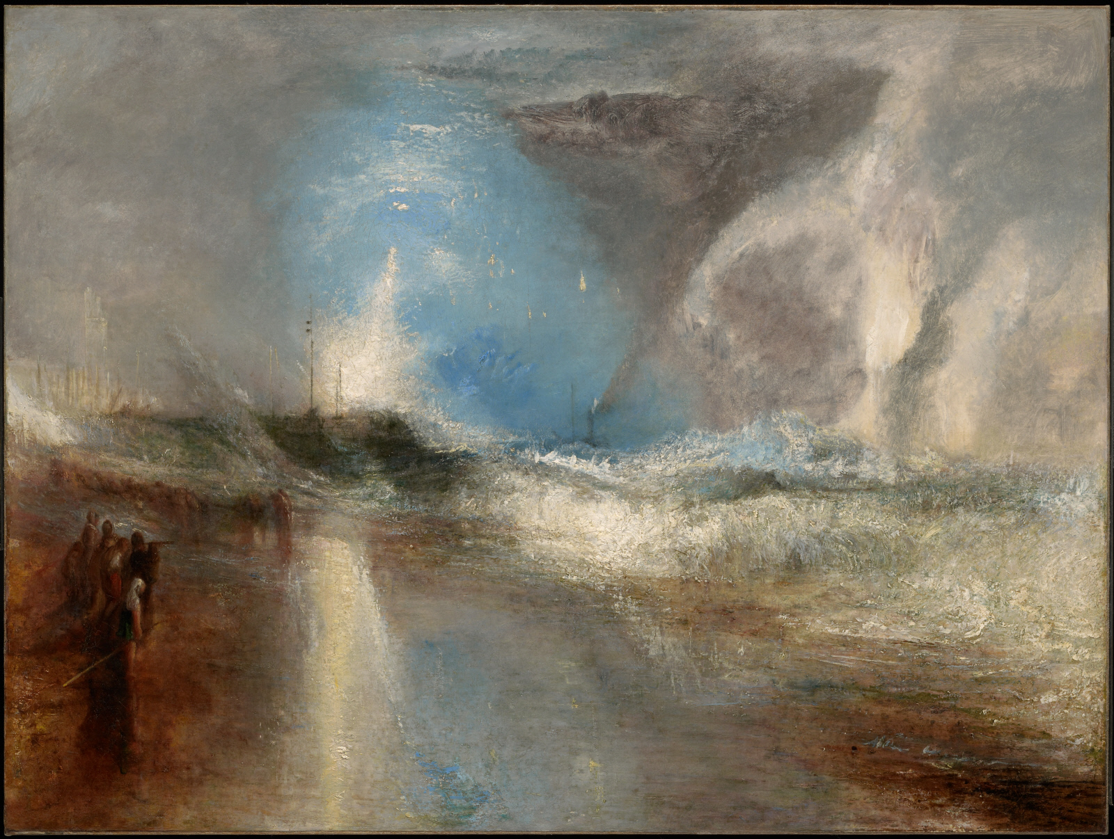 Rakety a modrá světla (na dosah ruky) varují parníky před mělčinou by Joseph Mallord William Turner - 1840 - 92.1 x 122.2 cm 