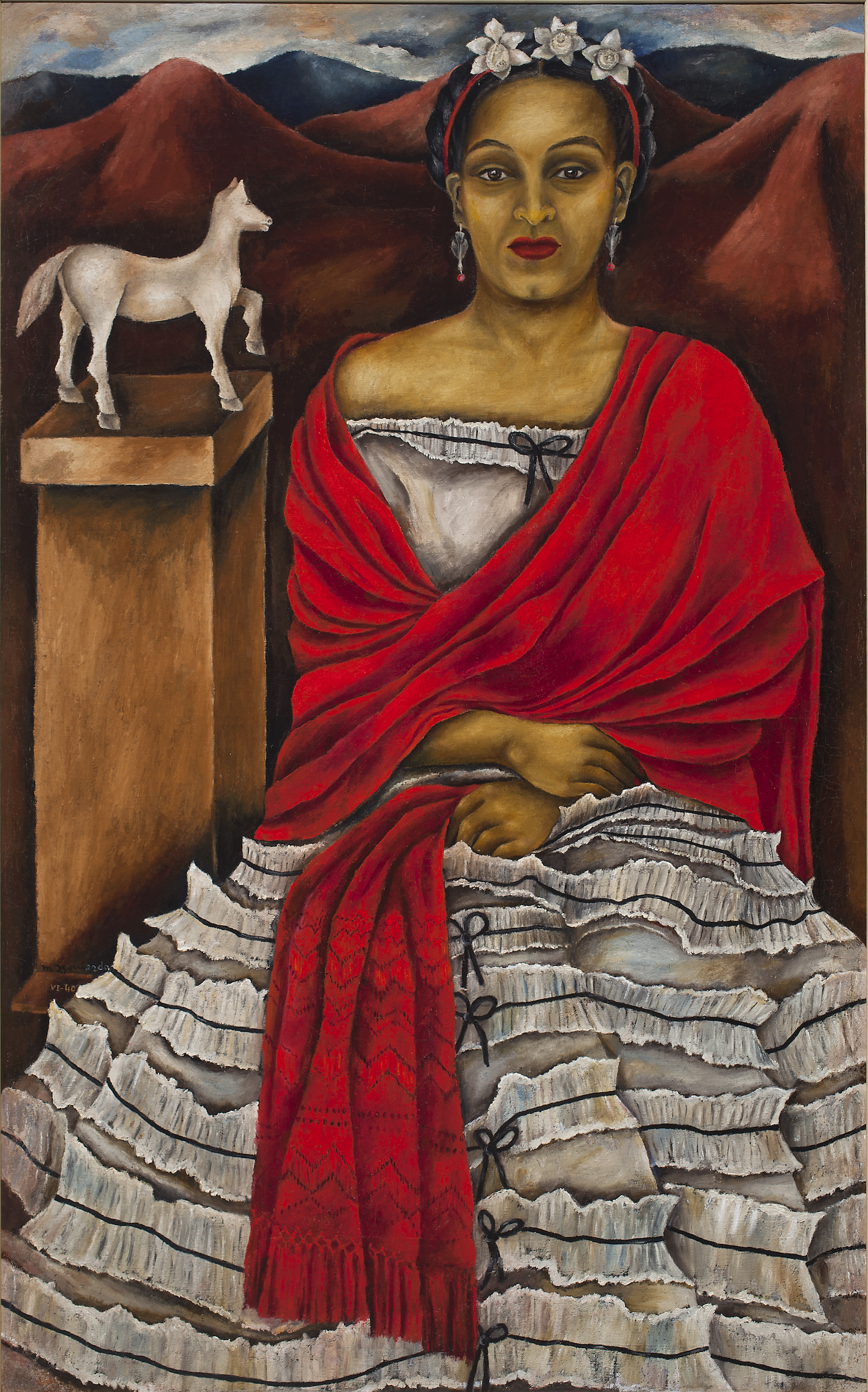 披著紅色披肩的自畫像 by María Izquierdo - 1940 