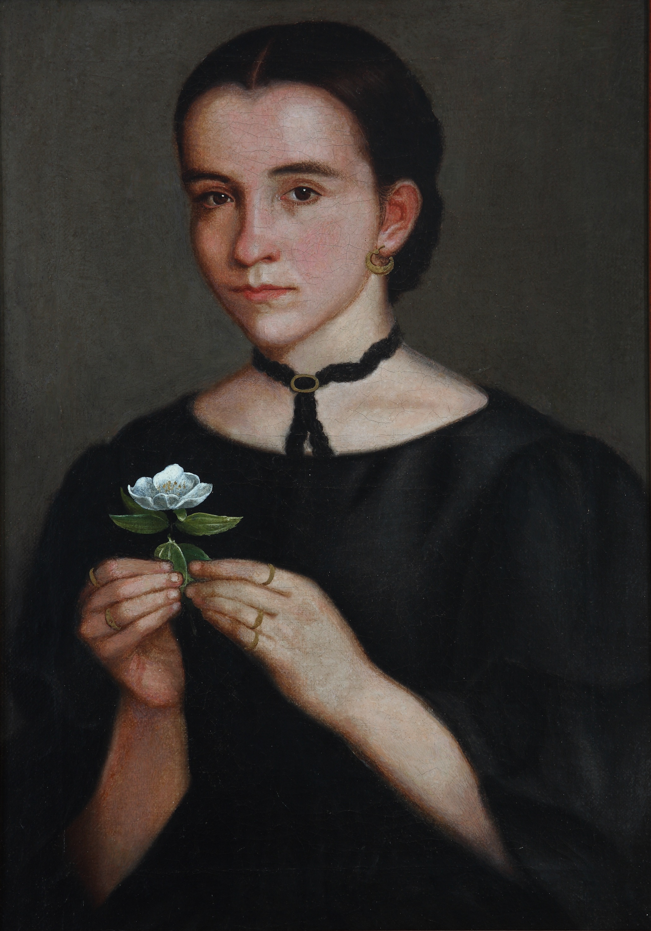 Dolores Hoyos'un Portresi (orig. "Portrait of Dolores Hoyos") by Hermenegildo Bustos - 1864 - 35.5 x 25.5 cm 