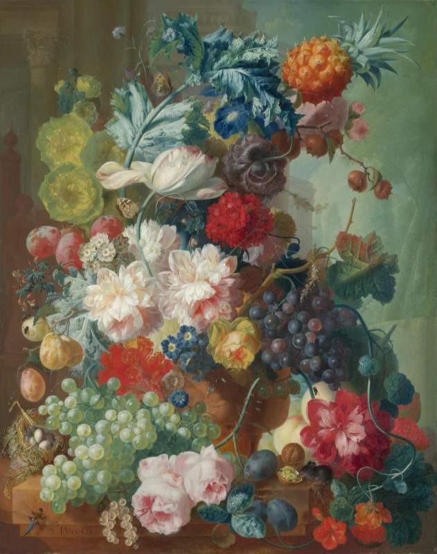 素焼きの花瓶に生けた花 by Jan Huysum via DailyArt mobile app