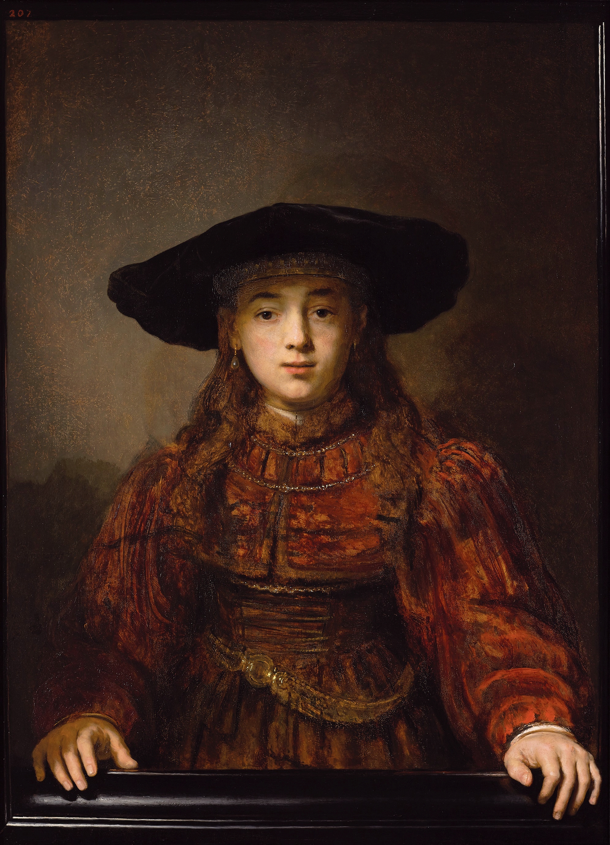 The Girl in a Picture Frame by Rembrandt van Rijn - 1641 - 105,5 x 76,3 cm The Royal Castle in Warsaw