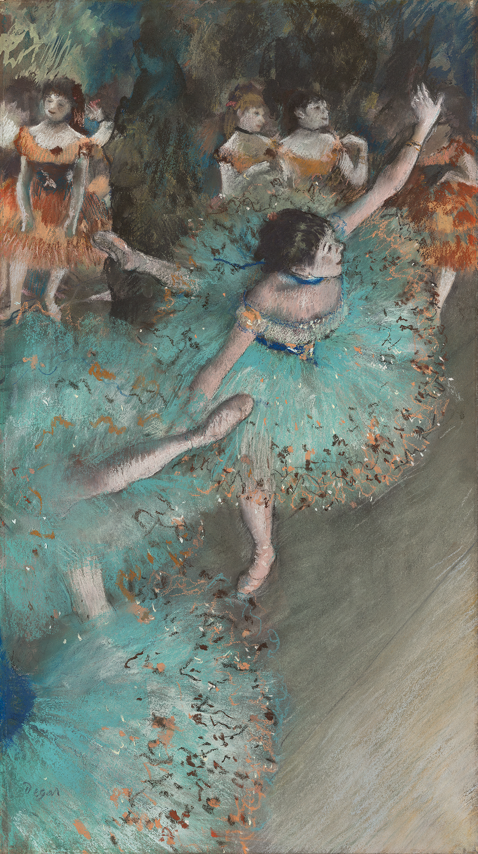 راقصة تتمايل (راقصة ترتدي الأخضر) by Edgar Degas - 1877 - 1879 م - 64 x 36 سم 
