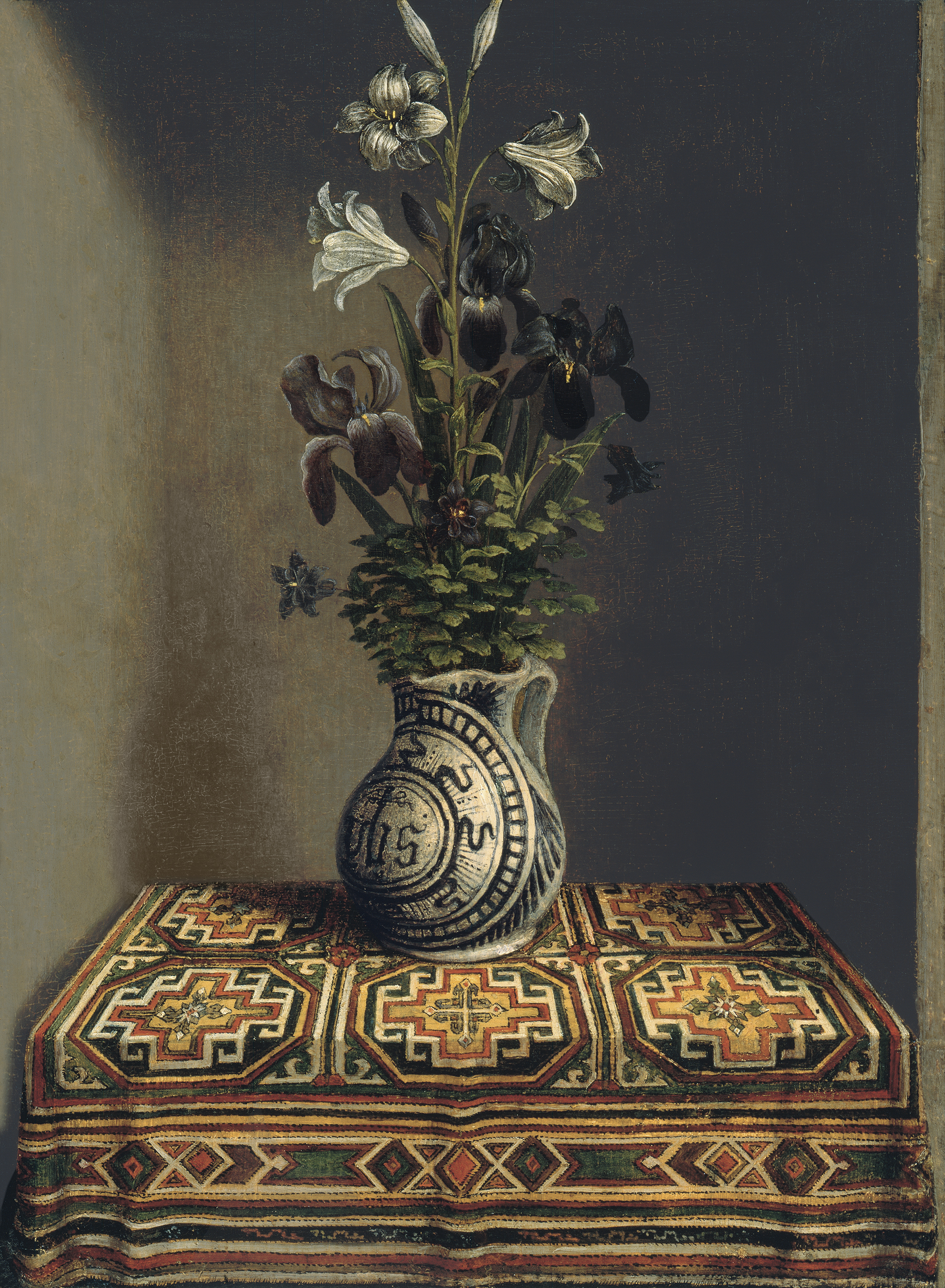 Flowers in an Jug (verso) by Hans Memling - ca. 1485 - 29.2 x 22.5 cm Museo Nacional Thyssen-Bornemisza