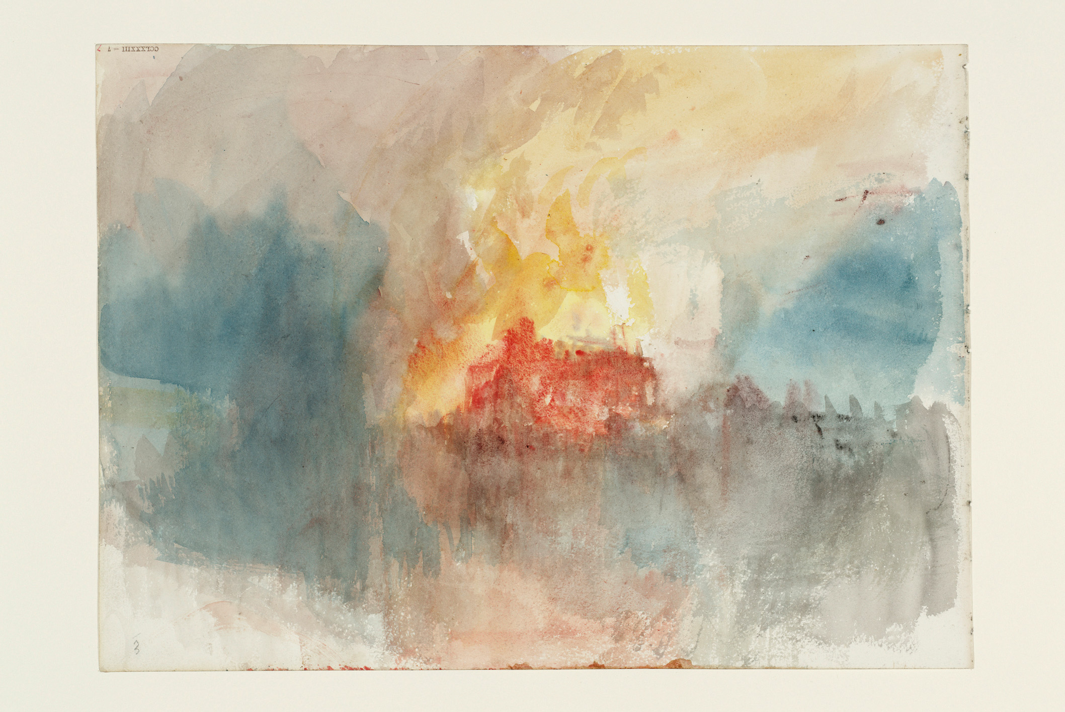 런던타워 대창고 화재(Fire at the Grand Storehouse of the Tower of London) by Joseph Mallord William Turner - 1841 - 23.5 × 32.5 cm 