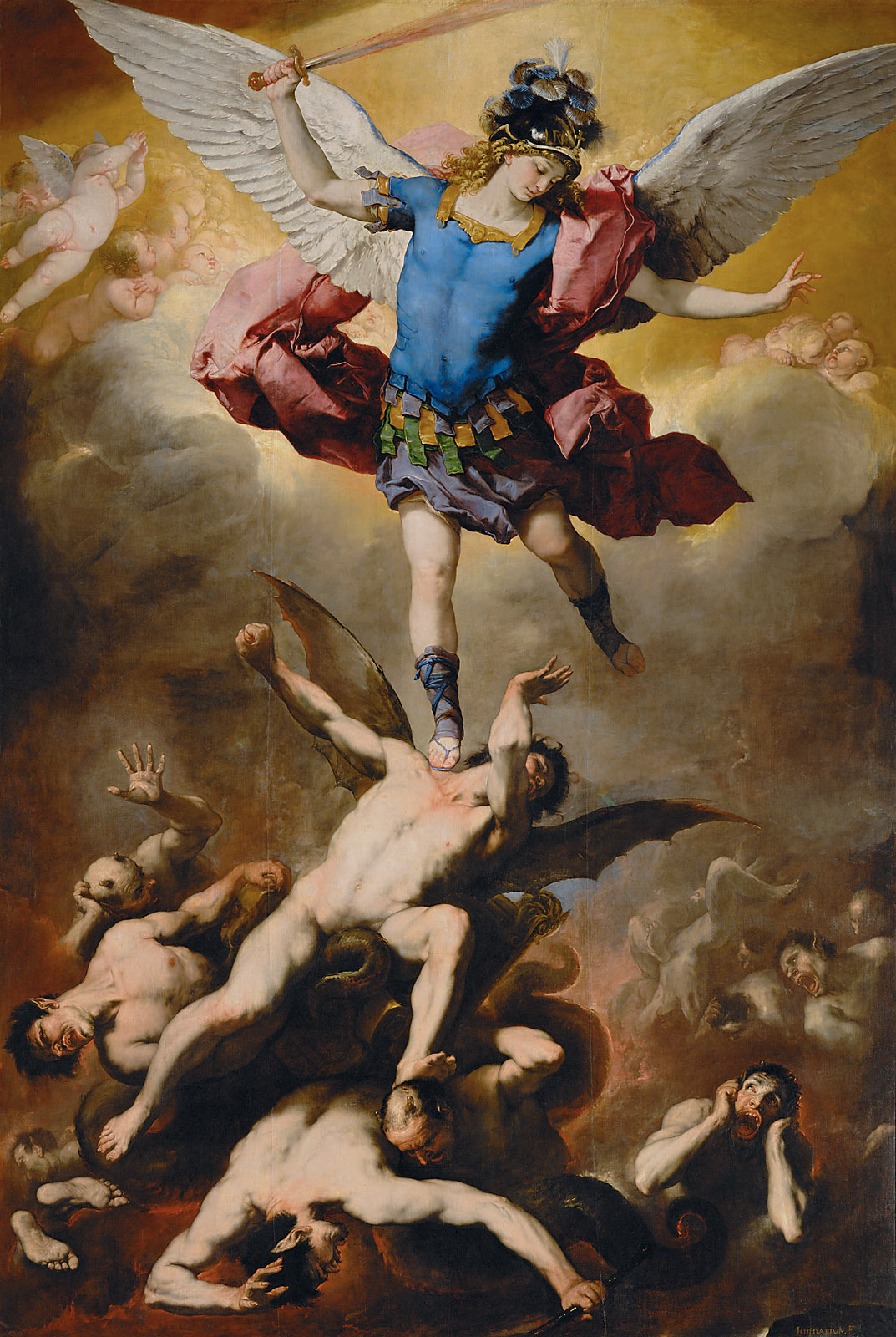 사탄을 물리치는 성 미카엘 대천사(St. Michael Vanquishing the Devils) by Luca Giordano - 1664년 경 - 419 cm x 283 cm 