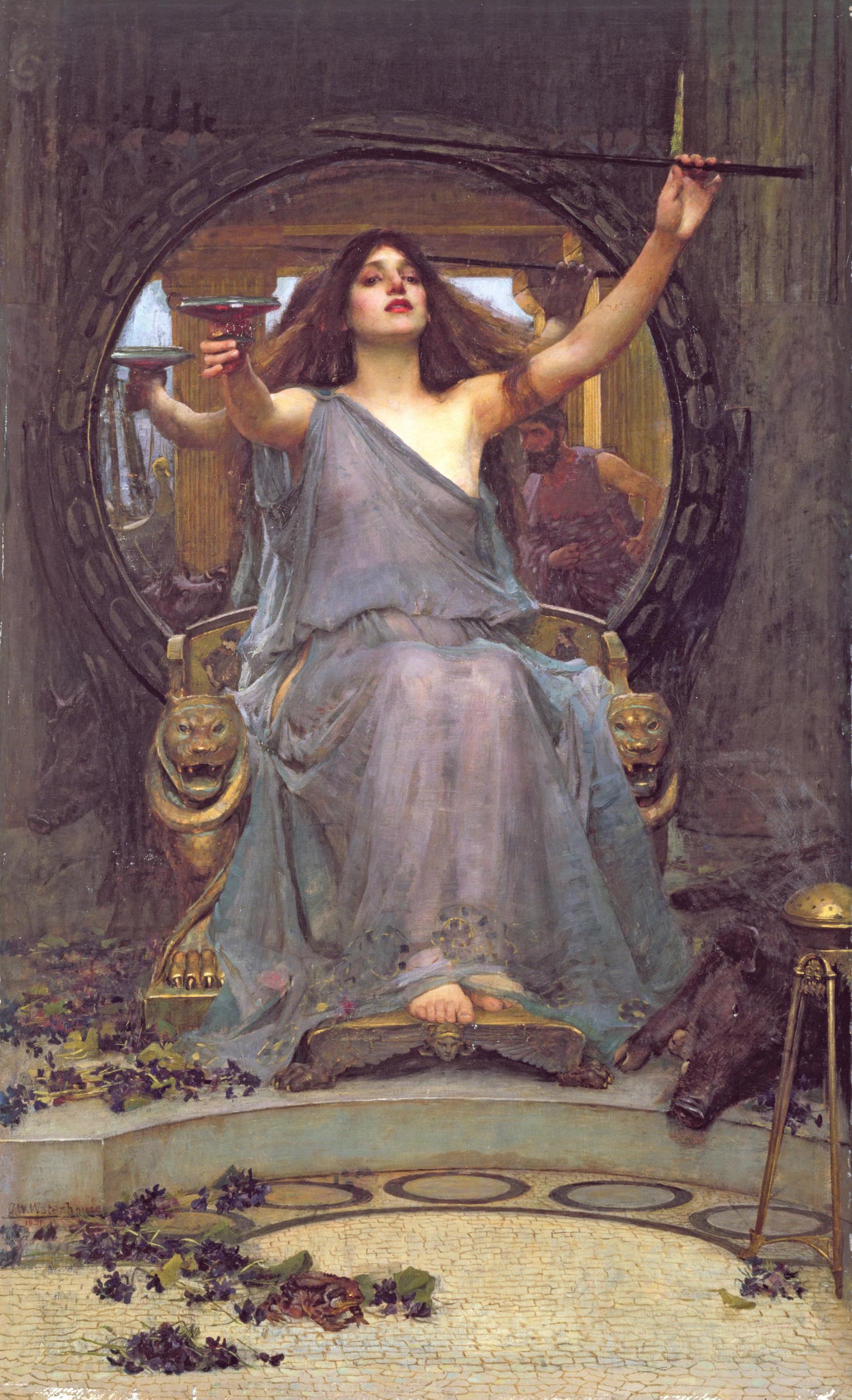 Circe Offering the Cup to Ulysses by John William Waterhouse - 1891 - 175 cm × 92 cm Gallery Oldham