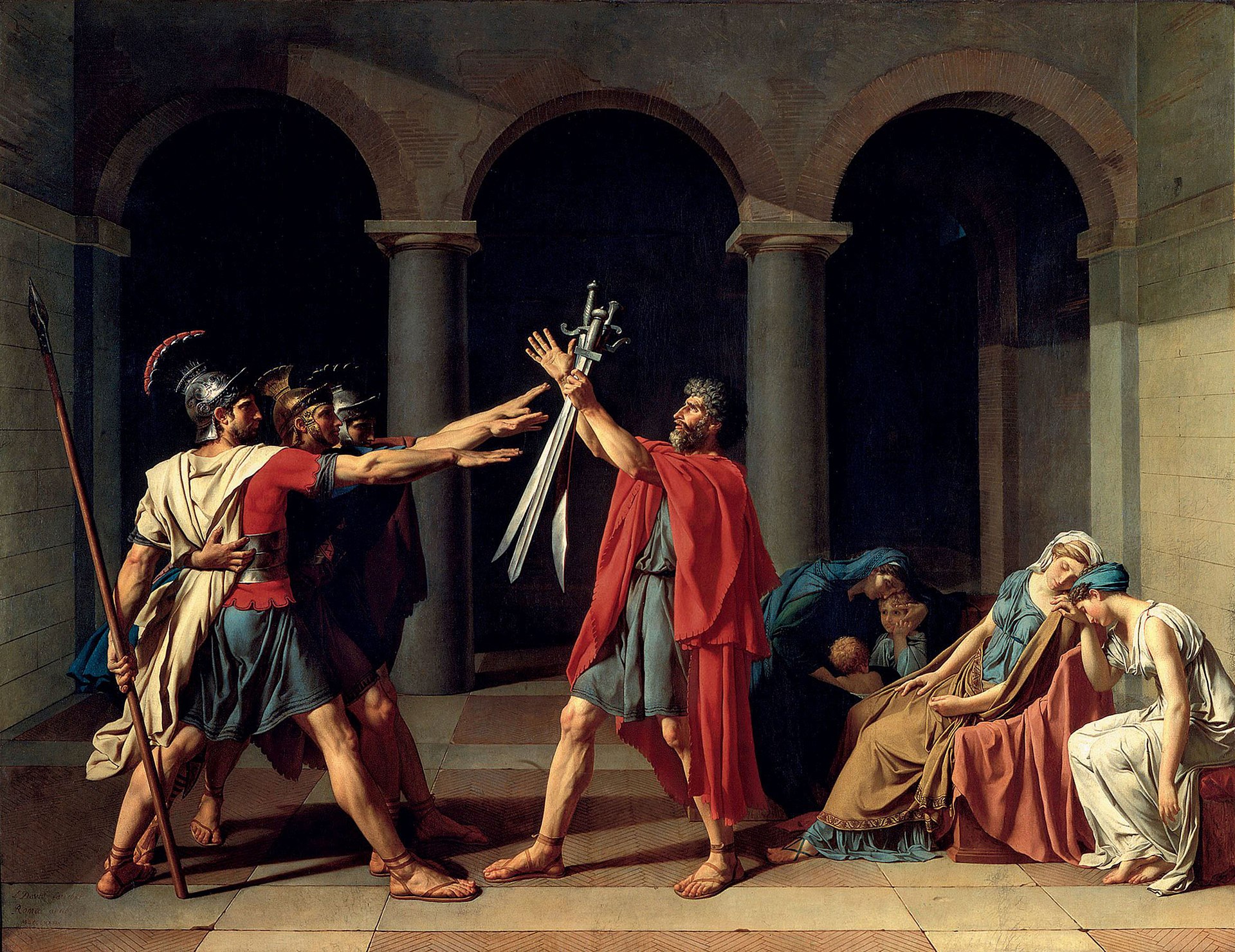 Oath of the Horatii by Jacques-Louis David - 1784 - 329.8 cm × 424.8 cm Musée du Louvre
