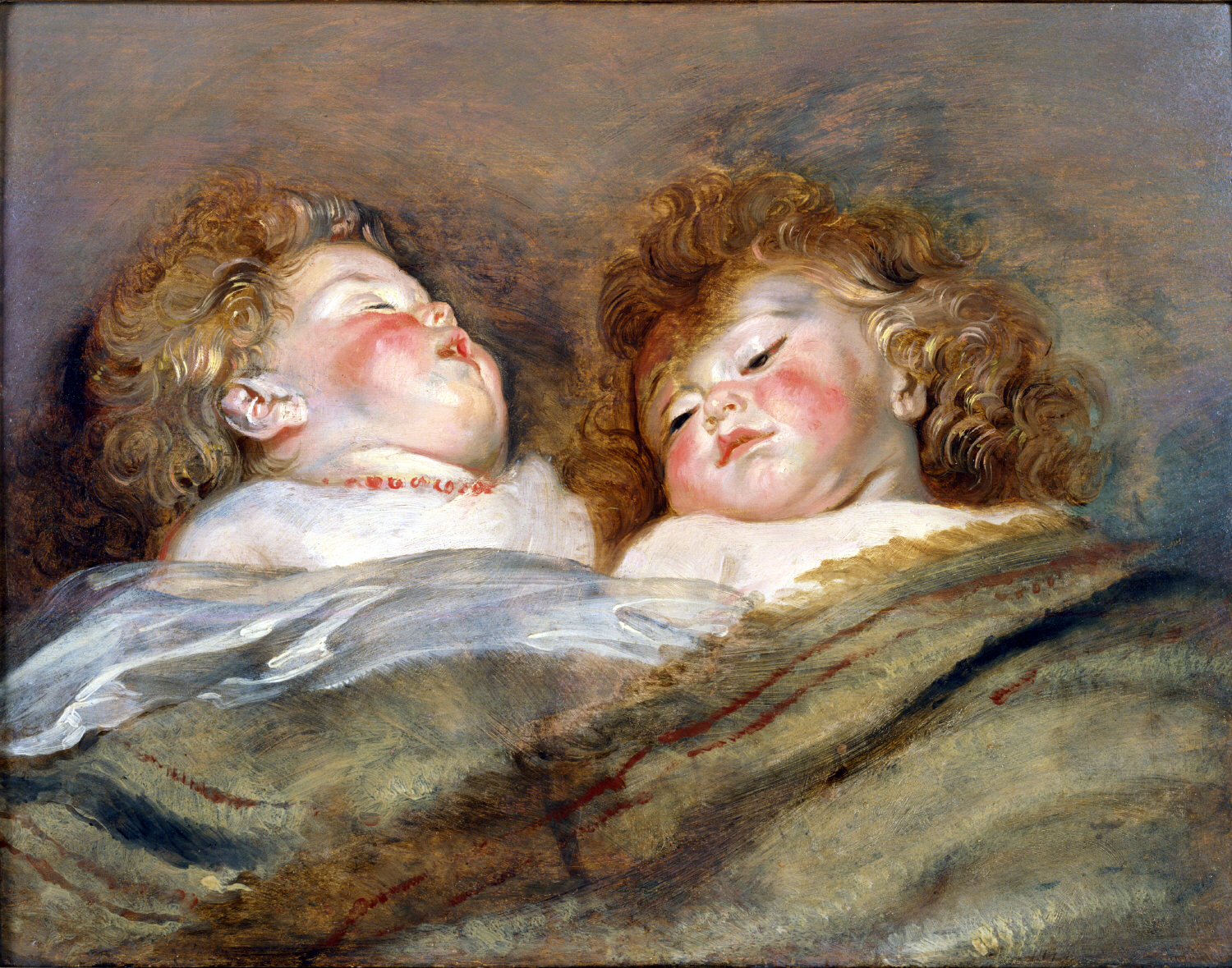 सोते हुए दो बच्चे by Peter Paul Rubens - १६१२ - १३ ई. - ५०.५ x ६५.५ से.मी. 