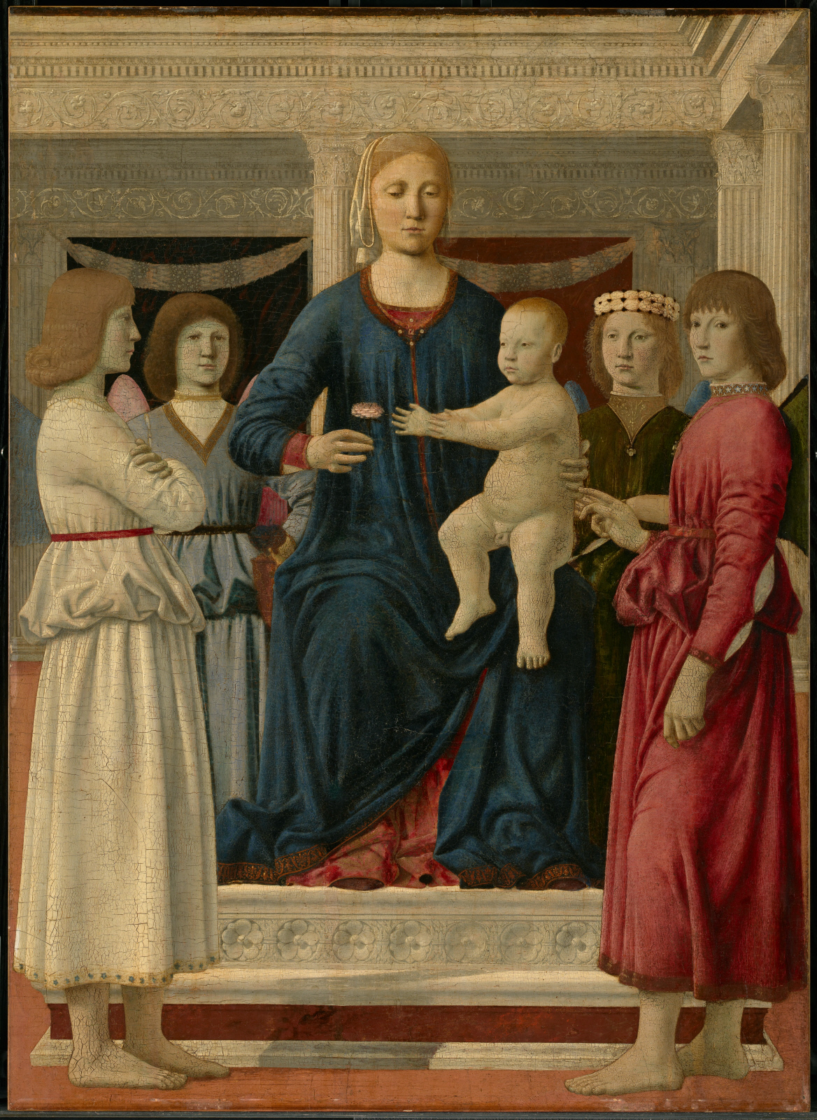 Virgin and Child Enthroned with Four Angels by Piero della Francesca - c. 1460–70 - 107.8 x 78.4 cm The Clark