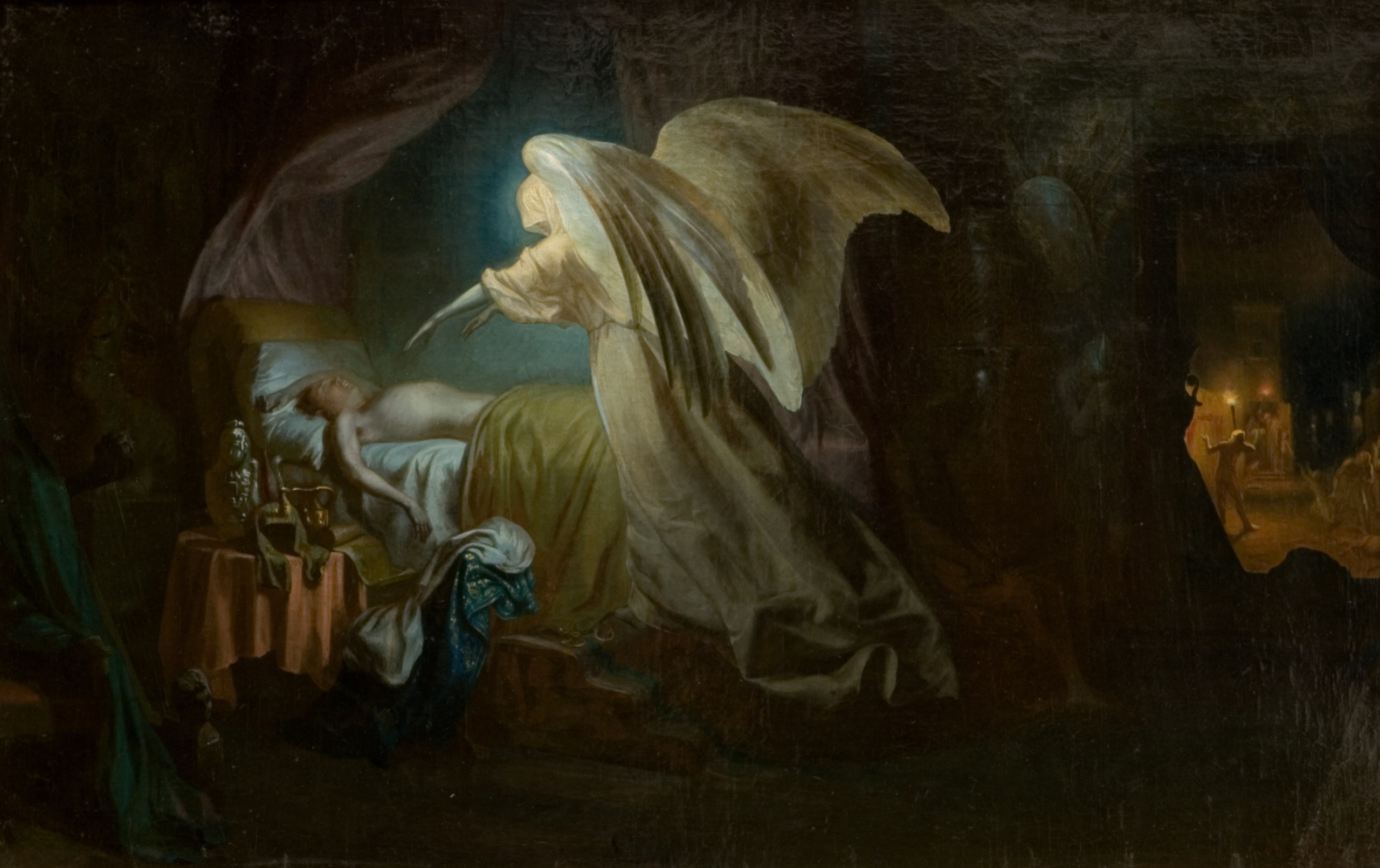 Engel des doods vermoordt de Inwoners van Egypte by Ilya Repin - 1865 - 67 x 104.5 cm 