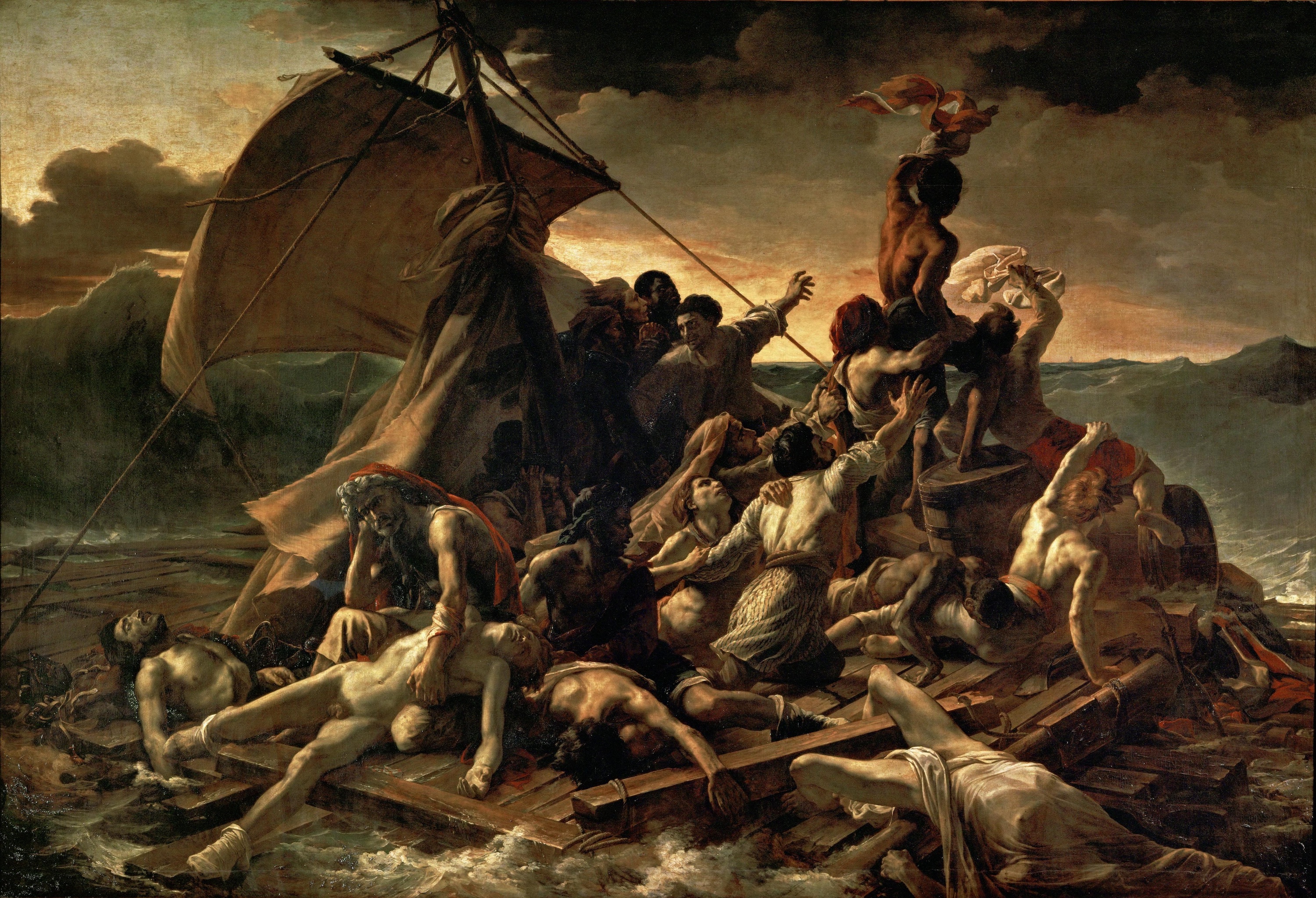 美杜莎号的木筏 by 西奥多 席里柯 - 1818 - 1819年 - 4.91 x 7.16米 