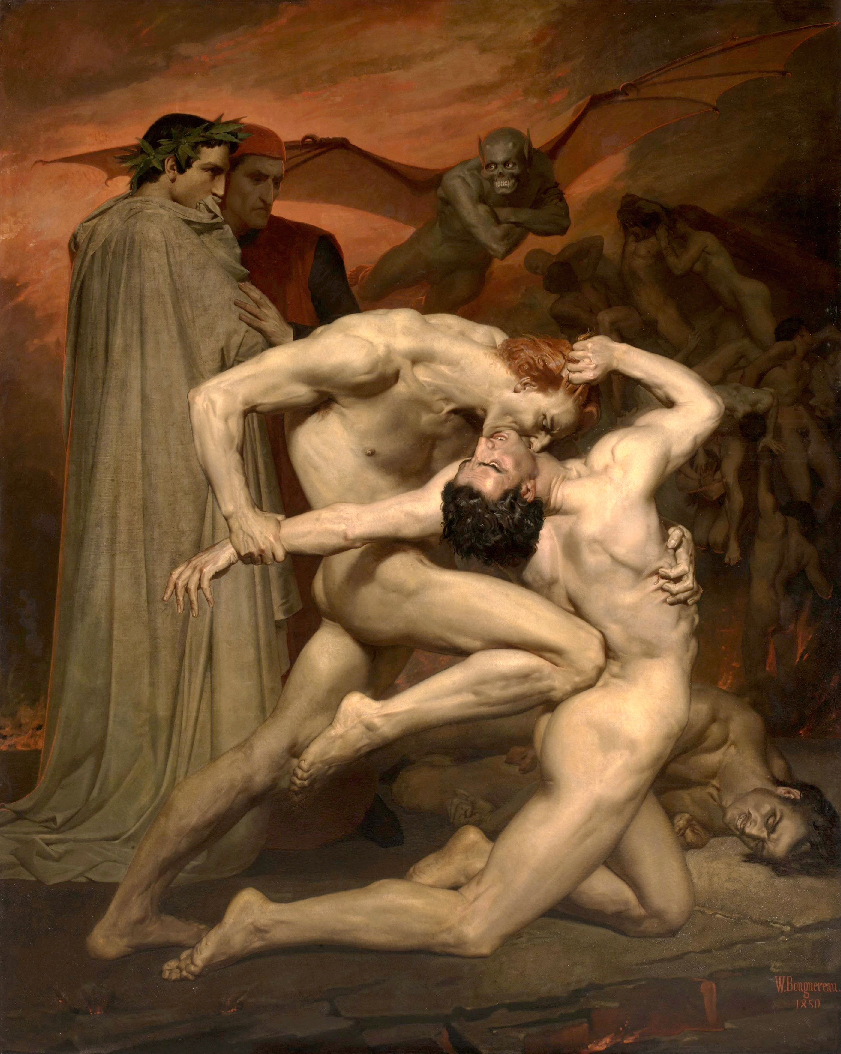 但丁與維吉爾 by William-Adolphe Bouguereau - 1850 - 281 x 225 cm 