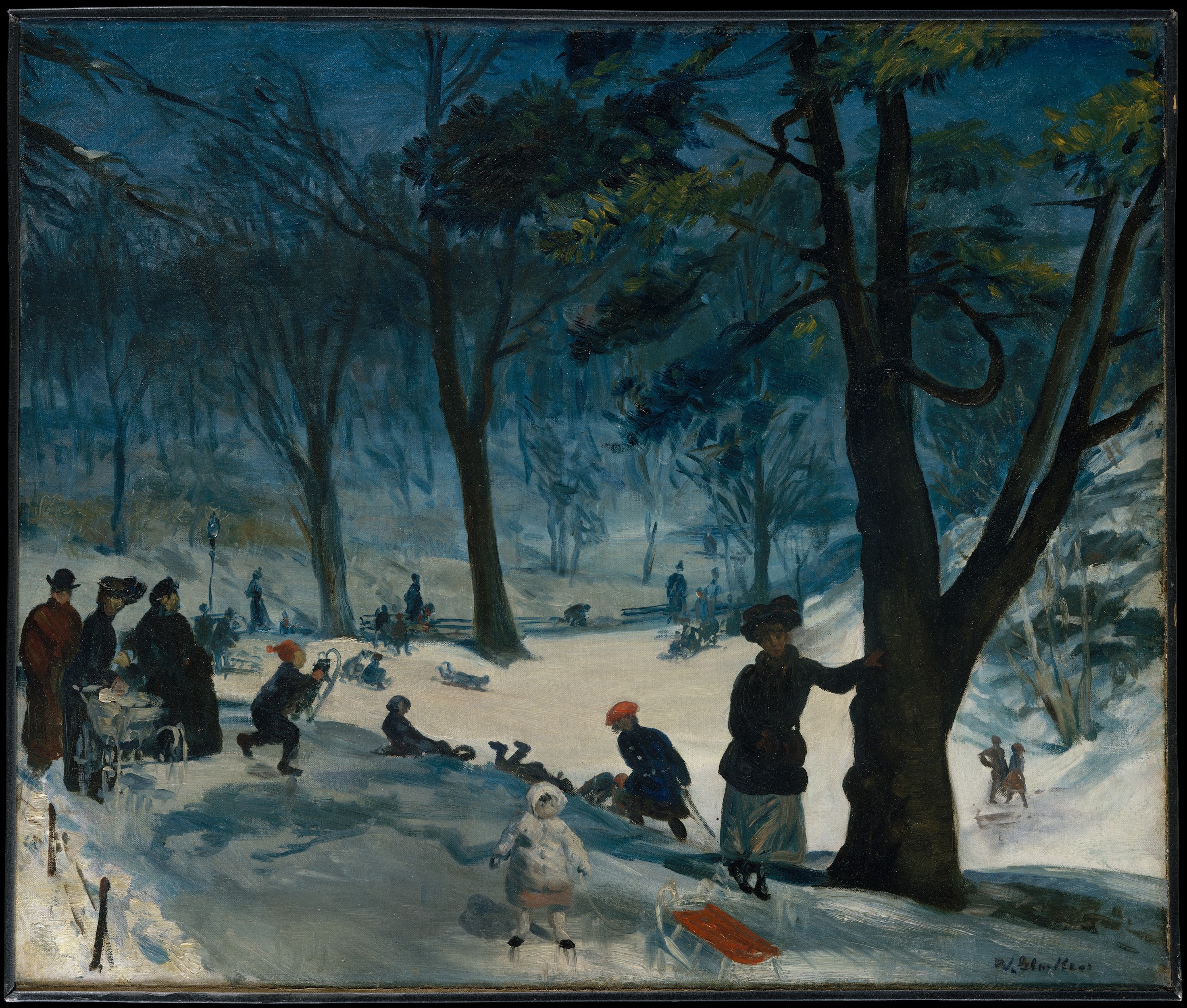 Central Park in de winter by William Glackens - ca. 1905 - 63.5 x 76.2 cm 