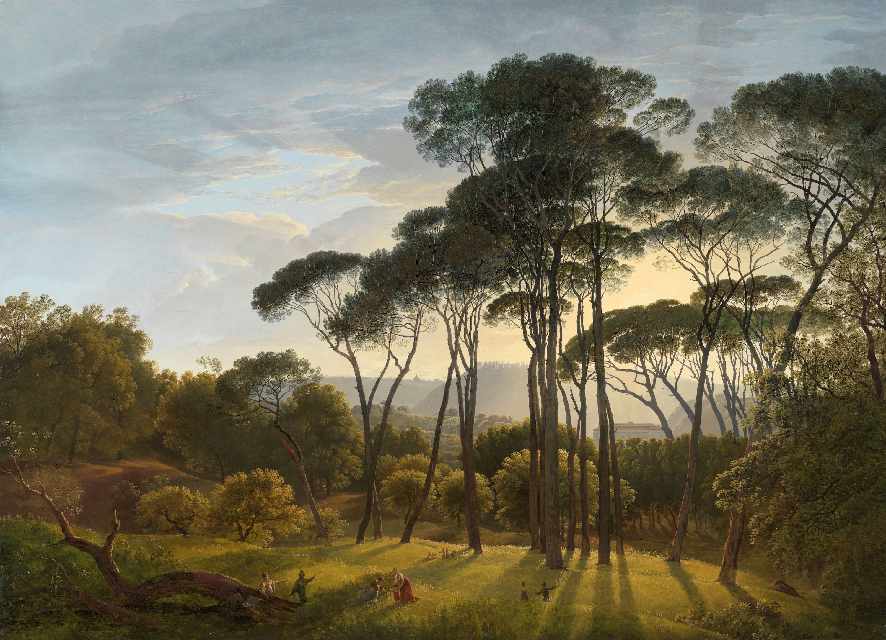 Италијански пејзаж са кишобран боровима by Hendrik Voogd - 1807.године - 101.5 × 138.5 cm 