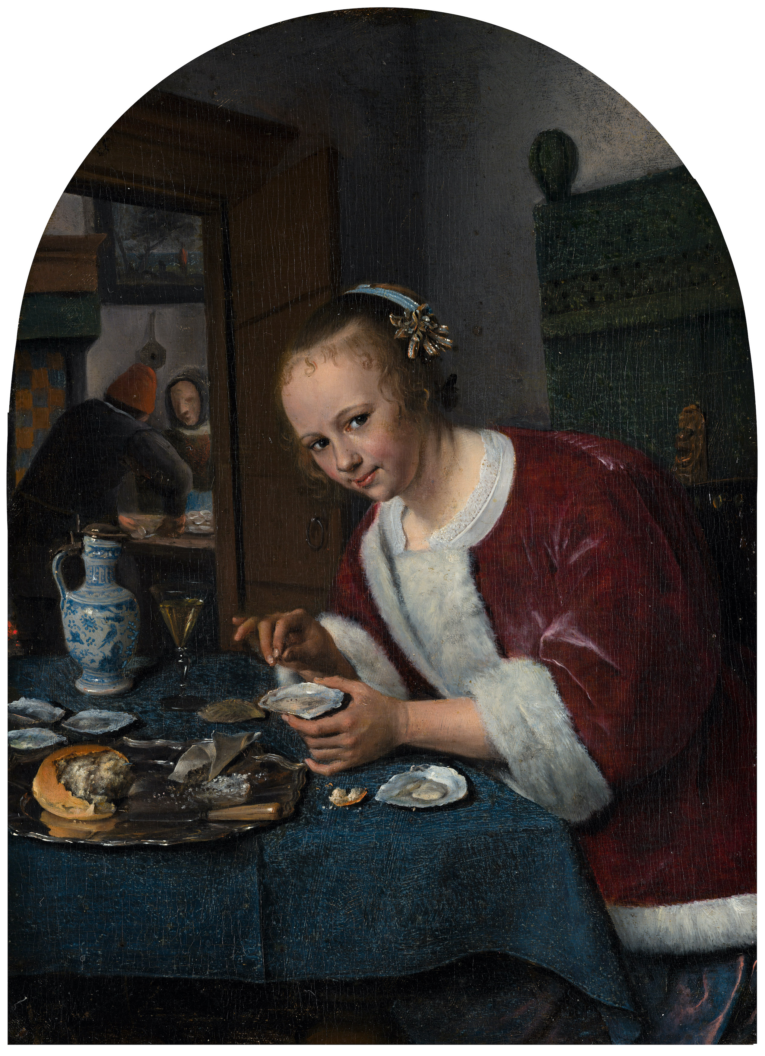 Dívka pojídajíc ústřice by Jan Steen - c. 1658 - 1660 - 20,4 x 15,1 cm 