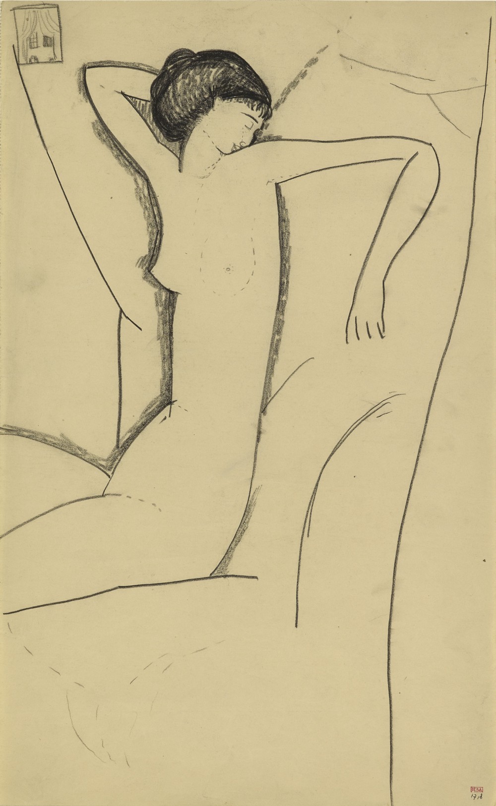 座る女性のヌード by Amedeo Modigliani - 1911年頃 - 40.6 x 25.4 cm 