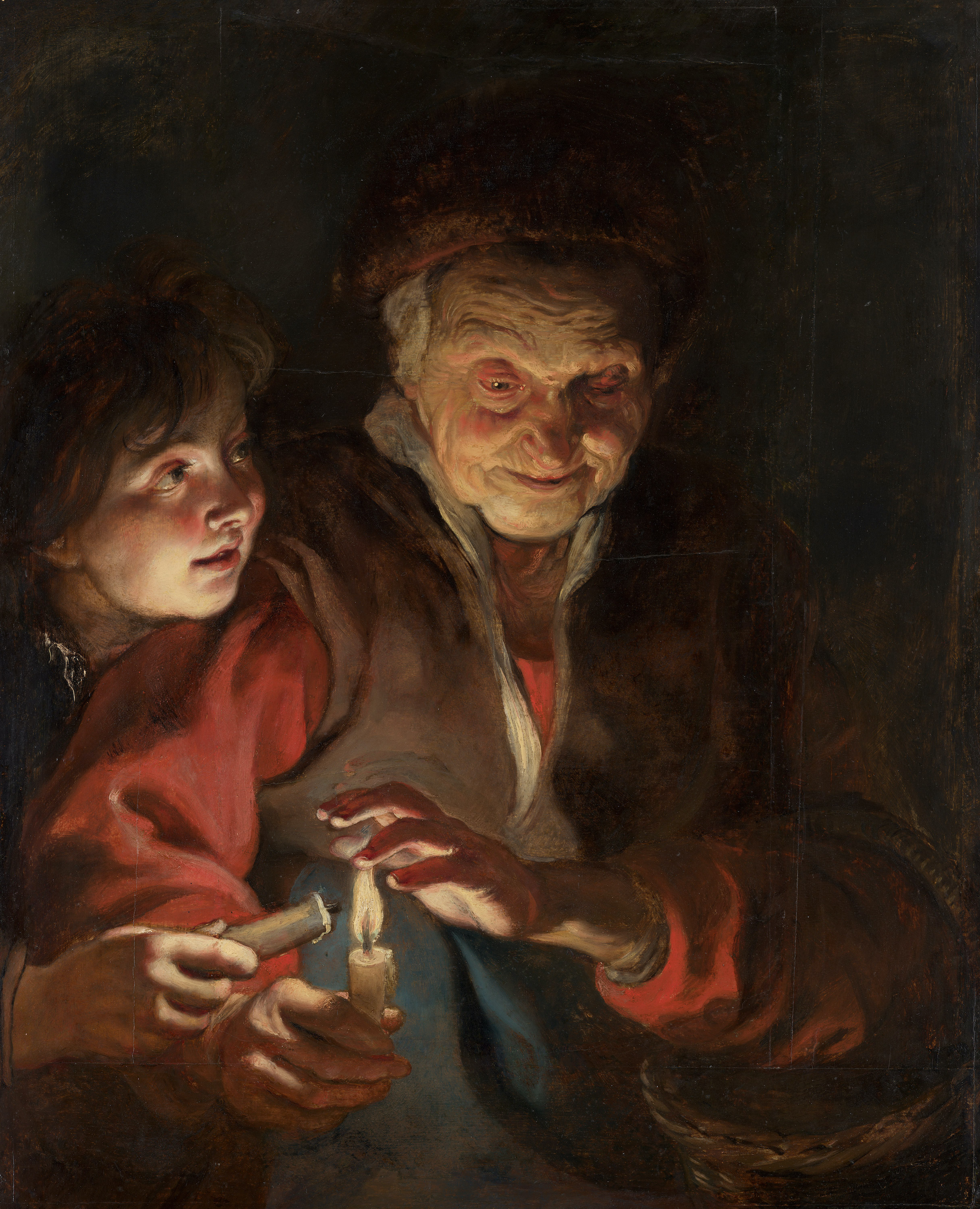 बूढ़ी औरत और लड़का मोमबत्तियों के साथ by Peter Paul Rubens - १६१६ - १६१७ - ७७ x ६२.५ सेमी 