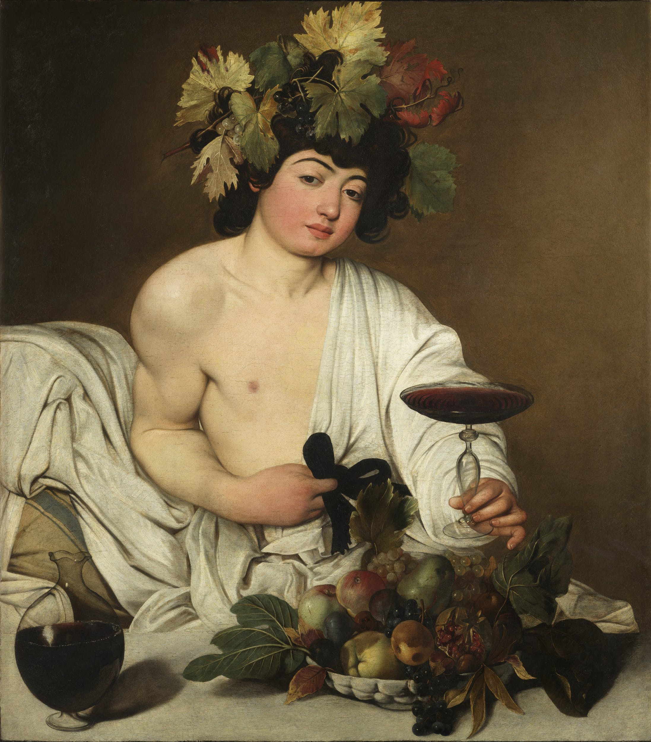 酒神巴克斯 by 米開朗基羅·梅里西·達· 卡拉瓦喬 - 1596 - 95 × 85 cm 
