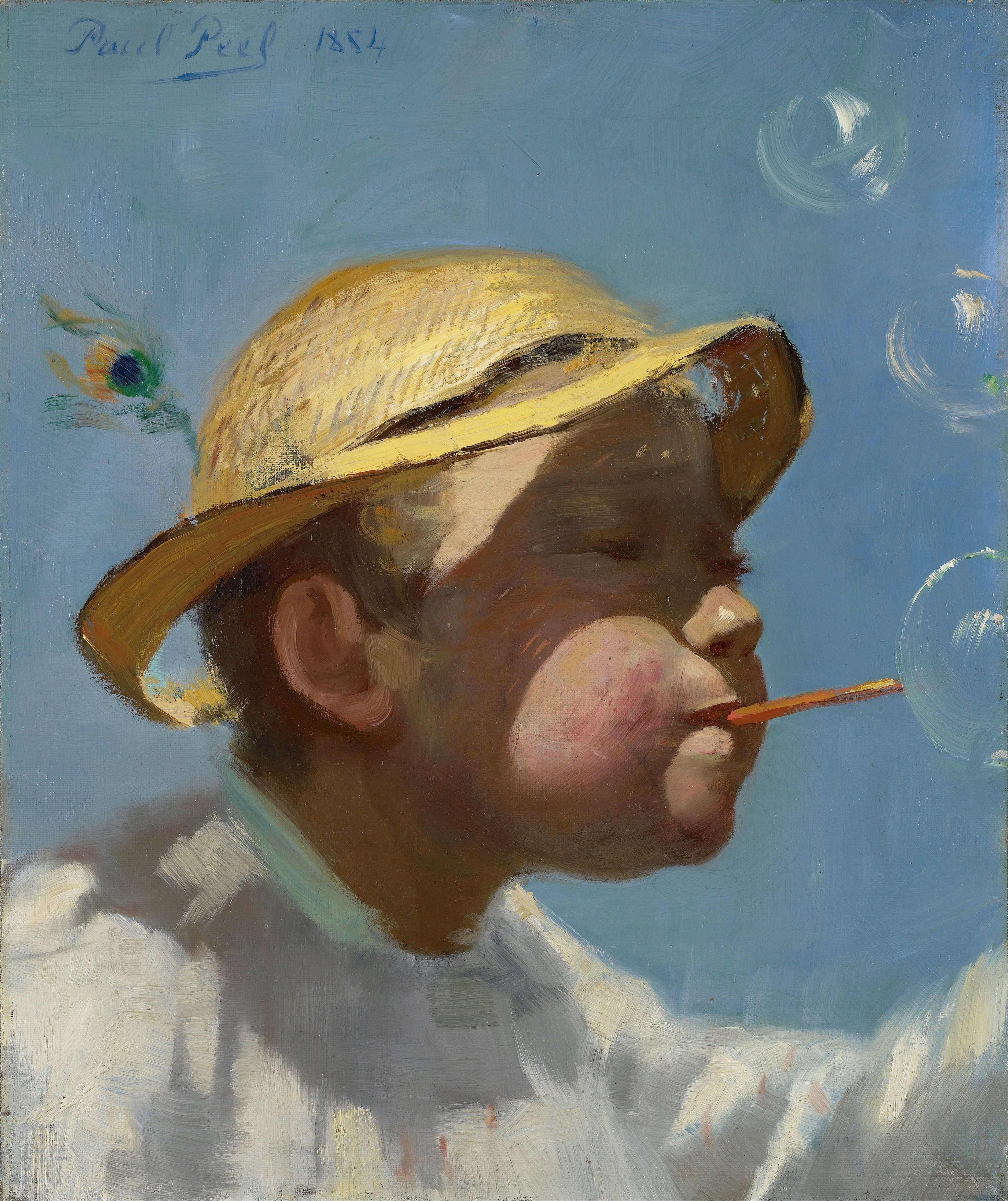 De bellenblazende jongen by Paul Peel - 1884 - 35,9 x 43,2 cm 