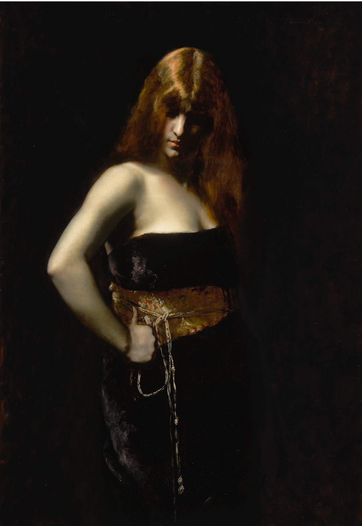 Porträt einer Frau mit rotem Haar by Juana Romani - zweite Hälfte des 19. Jhd. - 116.5 x 80 cm Private Sammlung
