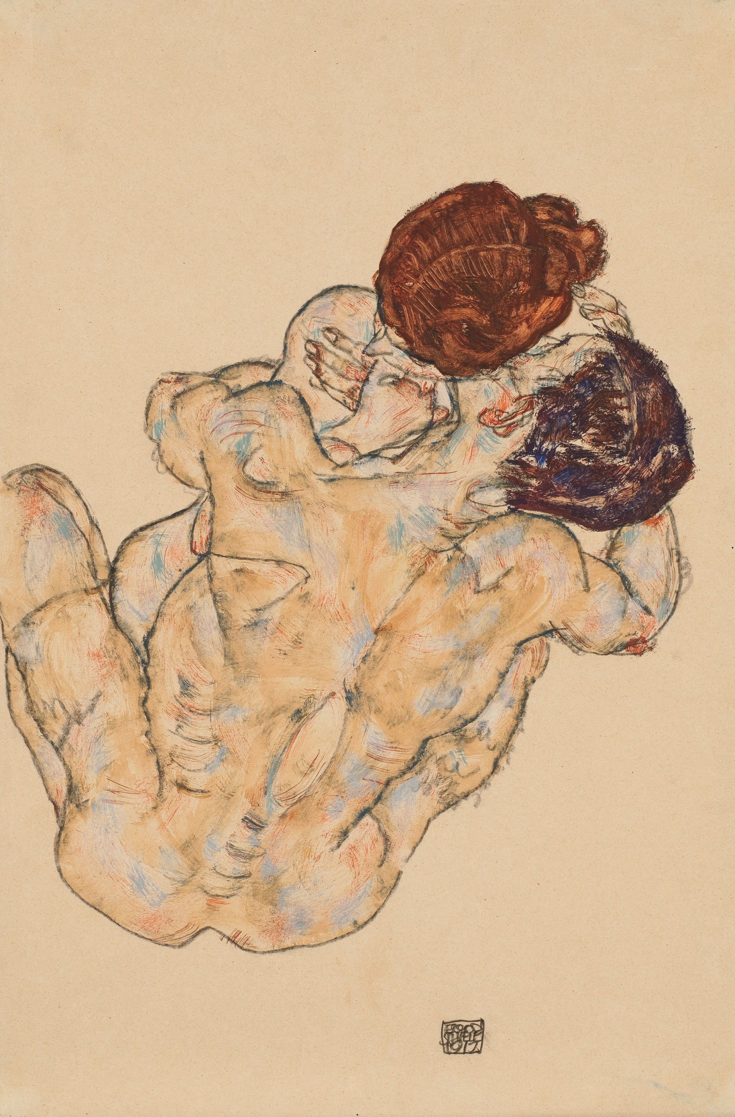 抱擁 by Egon Schiele - 1917年 - 48.9 x 28.9 cm 