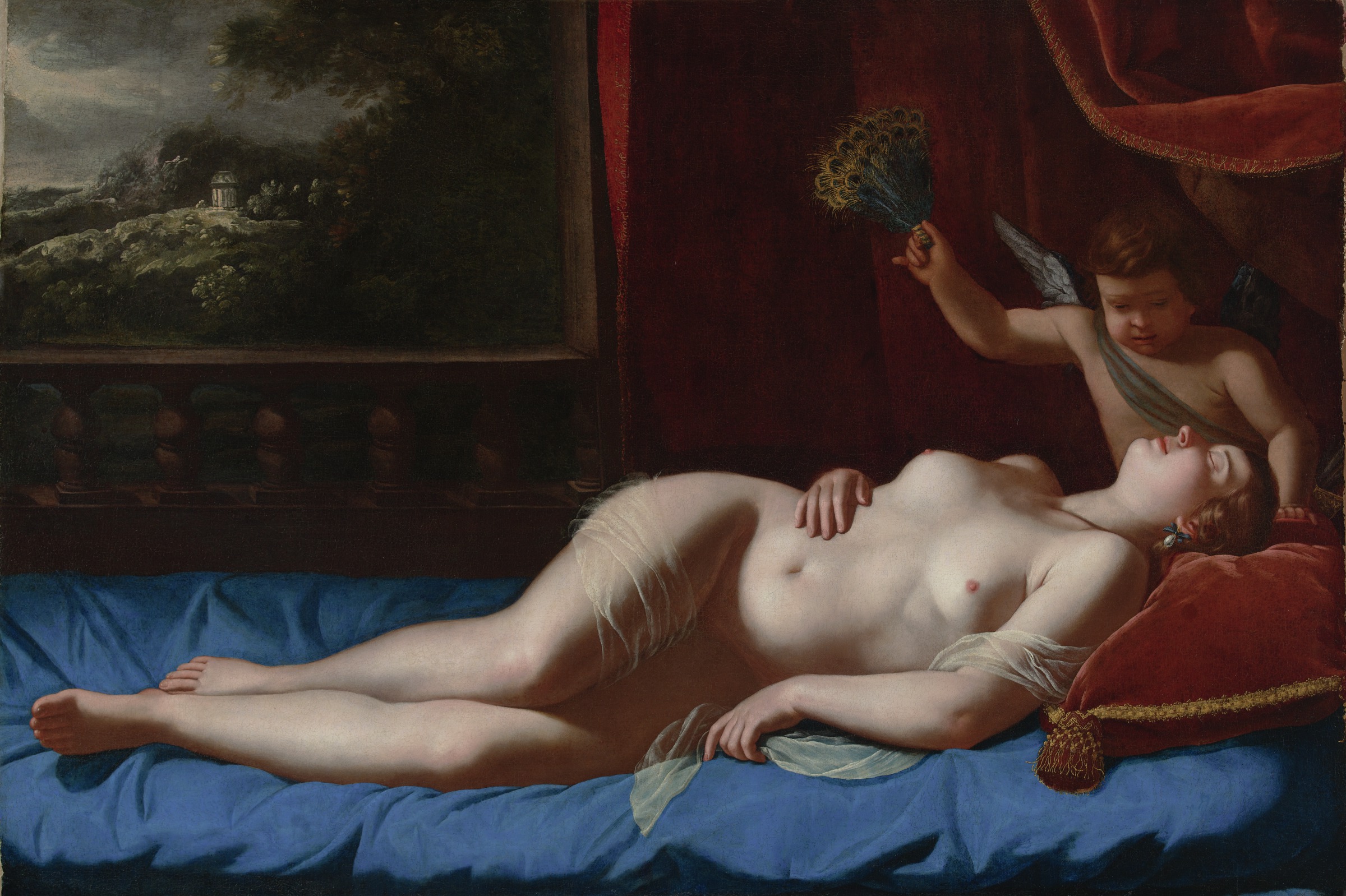 Η Αφροδίτη και ο Έρωτας by Αρτεμίζια Τζεντιλέσκι - περί τα 1625-30 - 93,9 x 142,2 εκ. 