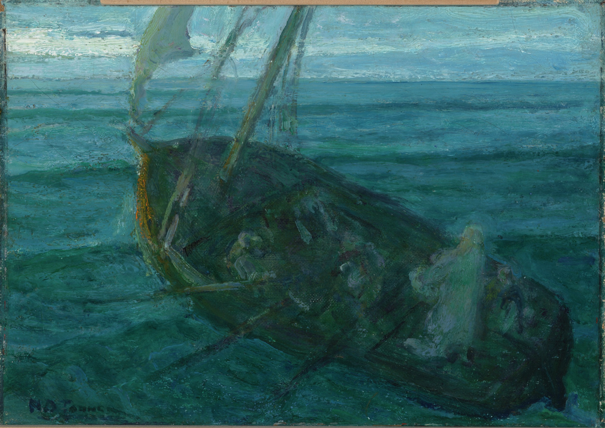المسيح وحواريوه في بحر الجليل by Henry Ossawa Tanner - حوالي 1910 م - 10 في 14 إنش 